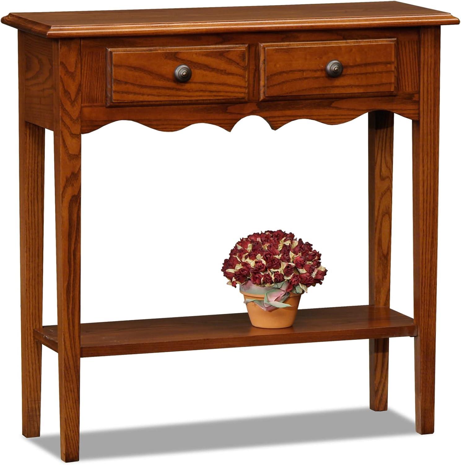 imageLeick Home 24032 Beckett One Drawer Hall Stand with Shelf for Living Room Hallway Entryway AnthracitePewterMedium Oak