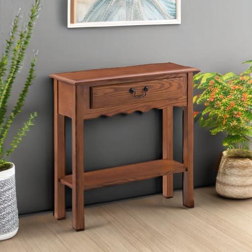imageLeick Home 24032 Beckett One Drawer Hall Stand with Shelf for Living Room Hallway Entryway AnthracitePewterMedium Oak