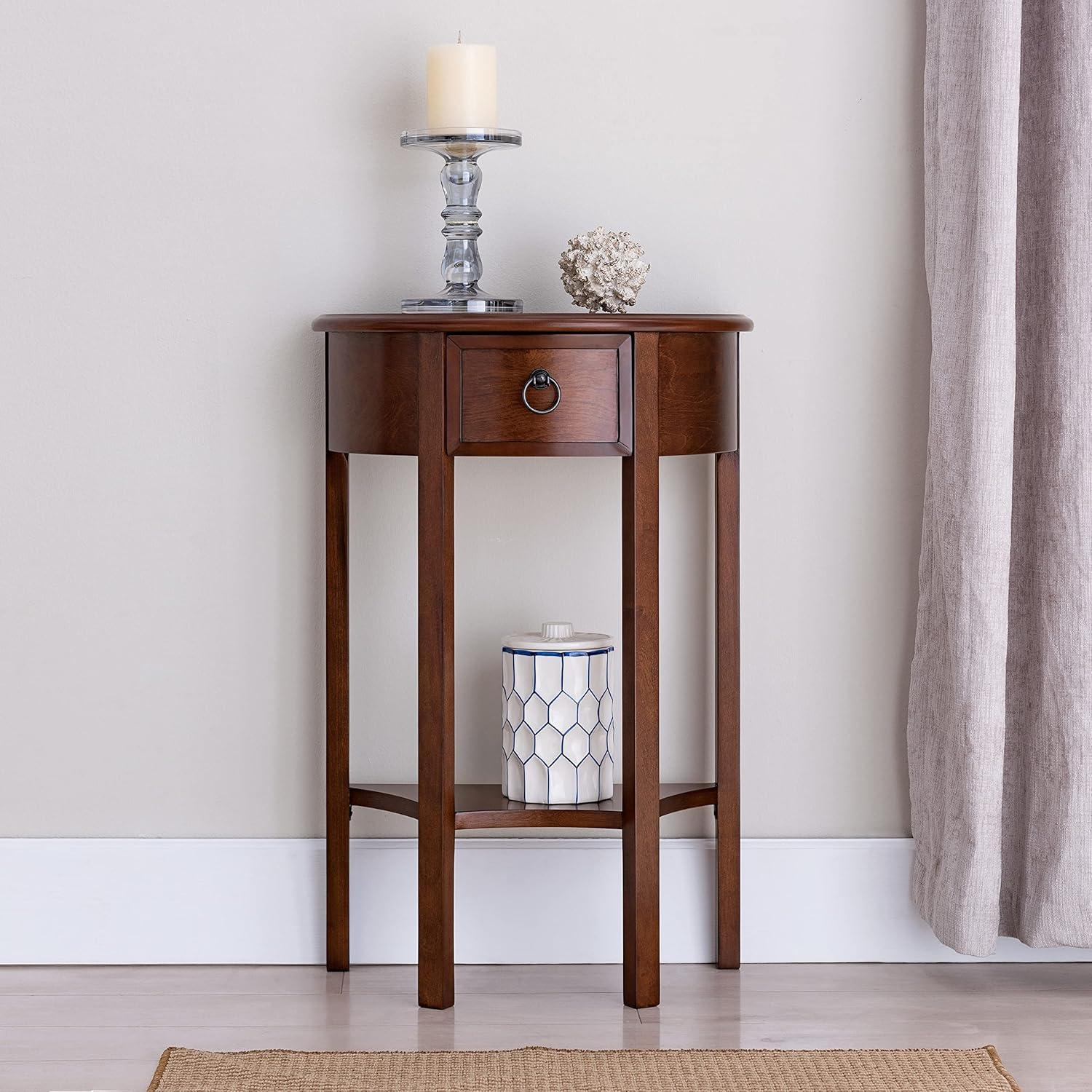 imageLeick Home 24032 Beckett One Drawer Hall Stand with Shelf for Living Room Hallway Entryway AnthracitePewterPecan