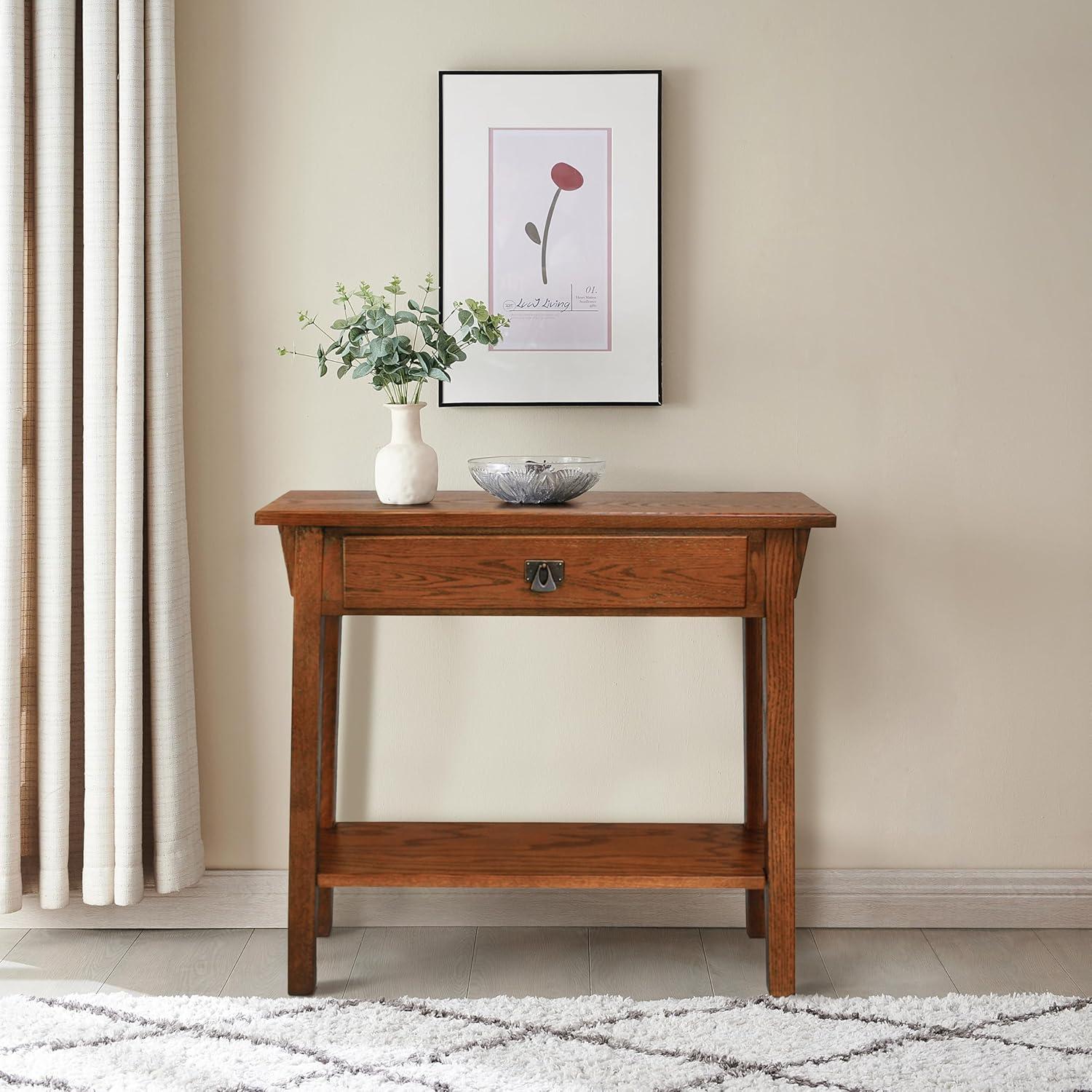 imageLeick Home 24032 Beckett One Drawer Hall Stand with Shelf for Living Room Hallway Entryway AnthracitePewterRusset