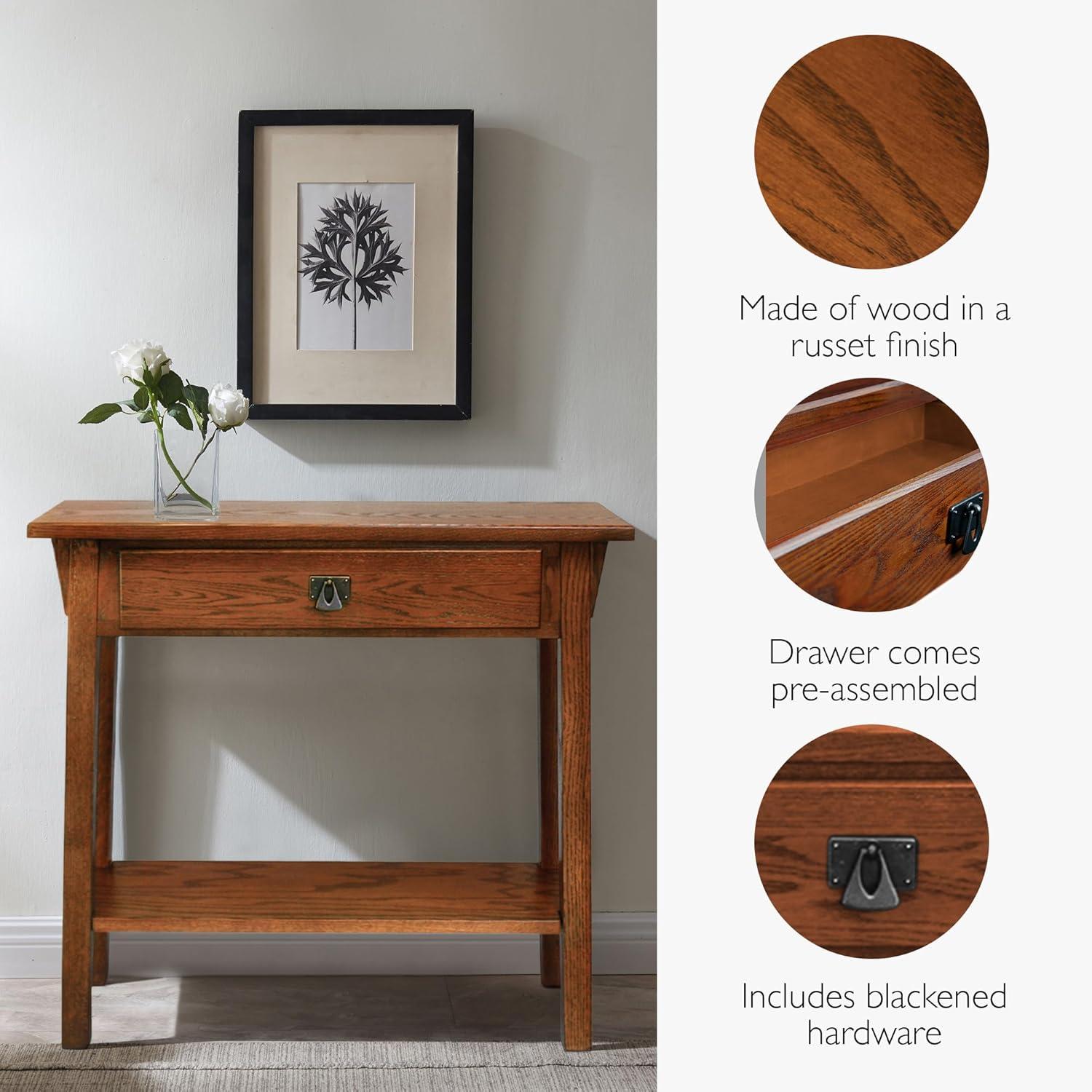 imageLeick Home 24032 Beckett One Drawer Hall Stand with Shelf for Living Room Hallway Entryway AnthracitePewterRusset