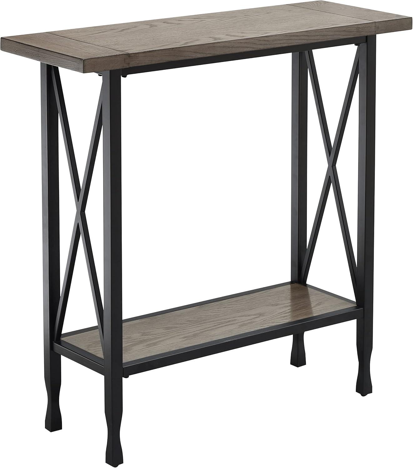 imageLeick Home 24032 Beckett One Drawer Hall Stand with Shelf for Living Room Hallway Entryway AnthracitePewterSmoke Gray Matte Black