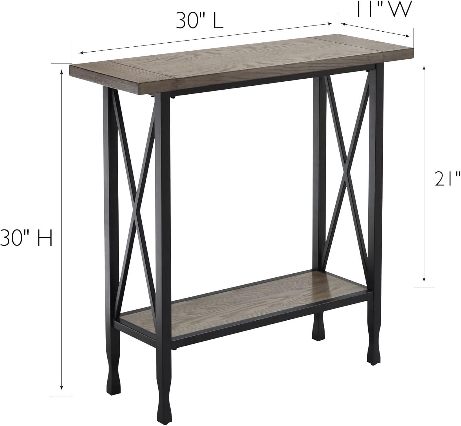 imageLeick Home 24032 Beckett One Drawer Hall Stand with Shelf for Living Room Hallway Entryway AnthracitePewterSmoke Gray Matte Black