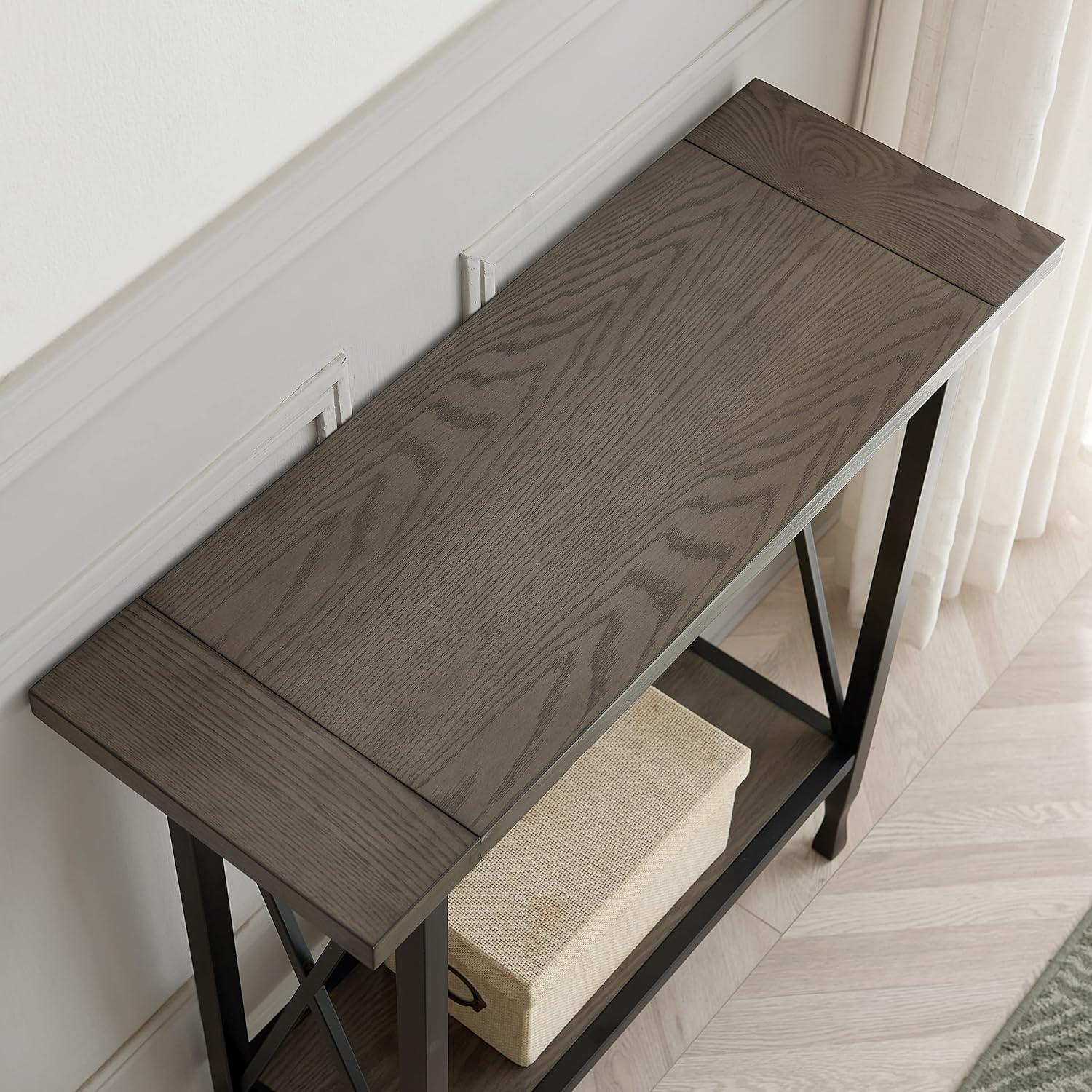 imageLeick Home 24032 Beckett One Drawer Hall Stand with Shelf for Living Room Hallway Entryway AnthracitePewterSmoke Gray Matte Black
