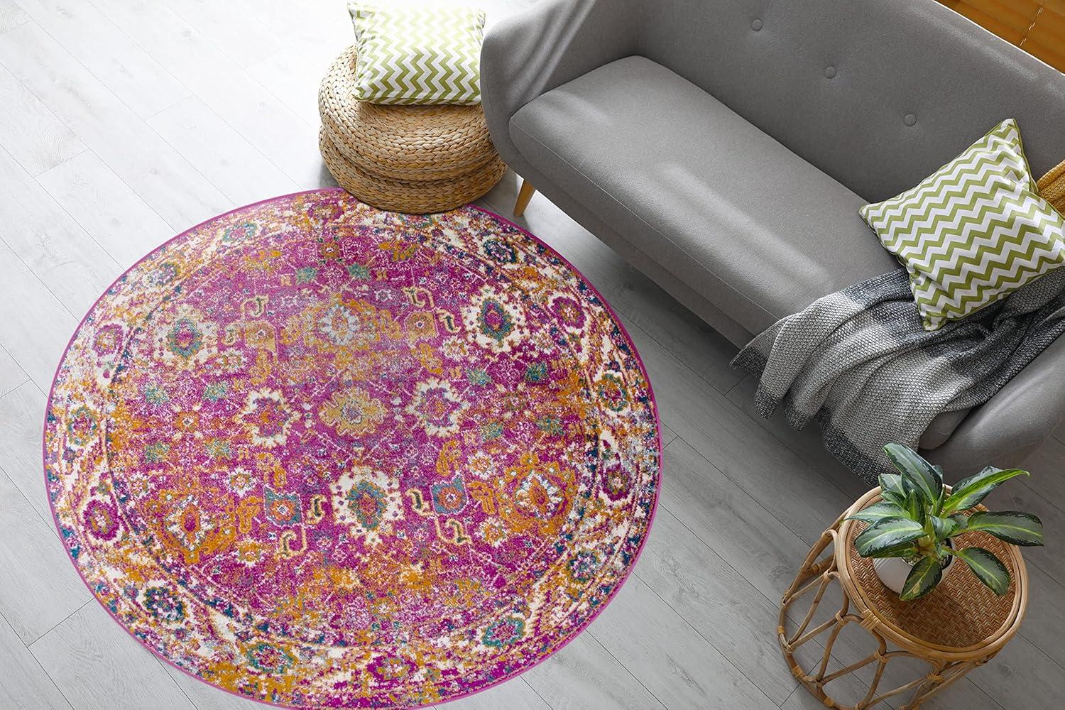 imageLeick Home 594176 Laraline Vintage Turkish Medallion Collage Faded Fuchsia Living Room Bedroom Area Rug 19 x 29Pink
