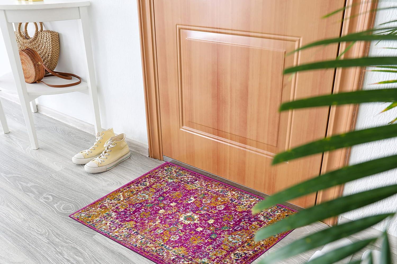imageLeick Home 594176 Laraline Vintage Turkish Medallion Collage Faded Fuchsia Living Room Bedroom Area Rug 19 x 29Pink
