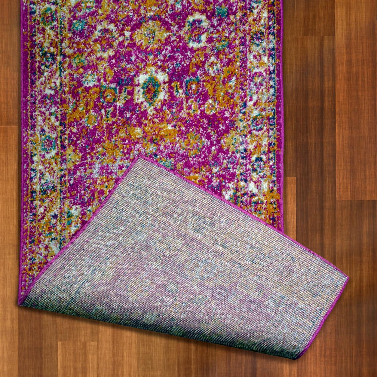 imageLeick Home 594176 Laraline Vintage Turkish Medallion Collage Faded Fuchsia Living Room Bedroom Area Rug 19 x 29Pink