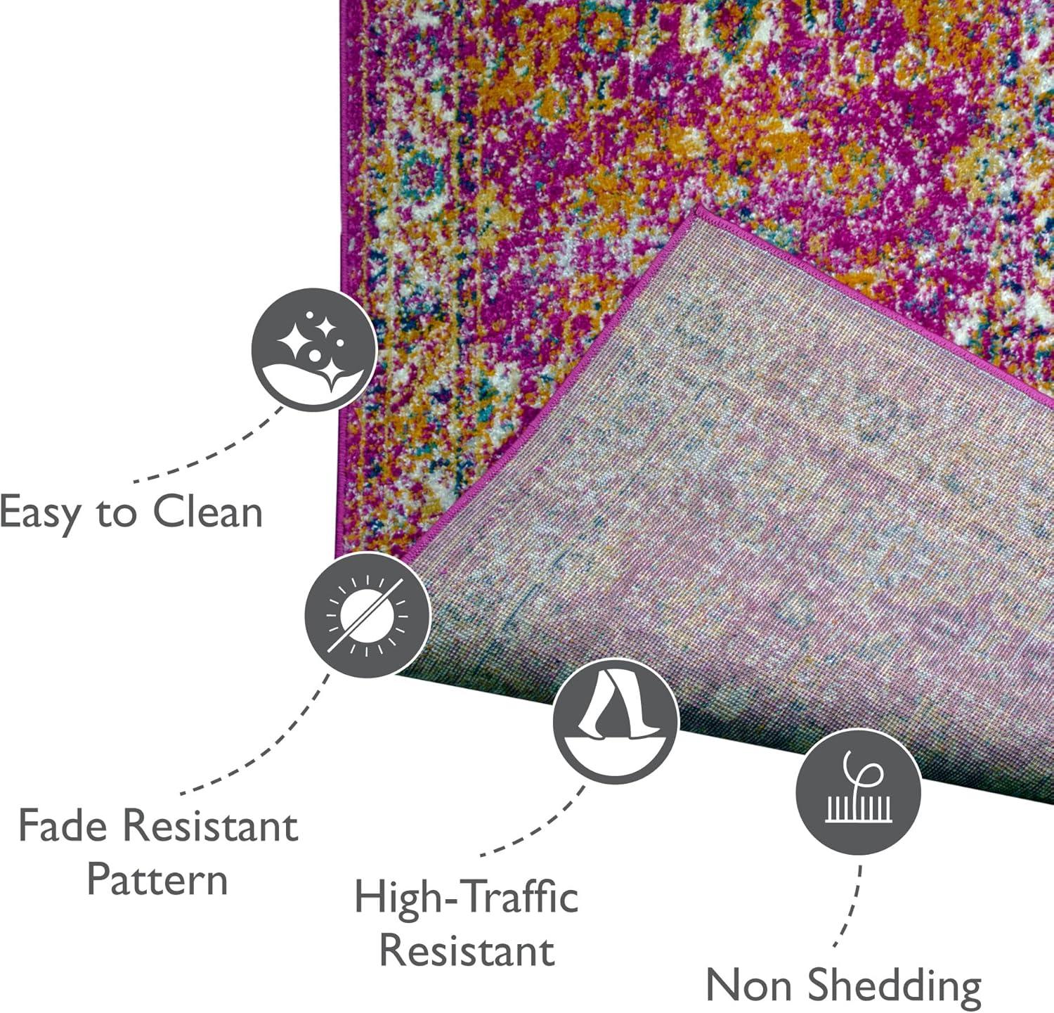 imageLeick Home 594176 Laraline Vintage Turkish Medallion Collage Faded Fuchsia Living Room Bedroom Area Rug 19 x 29Pink