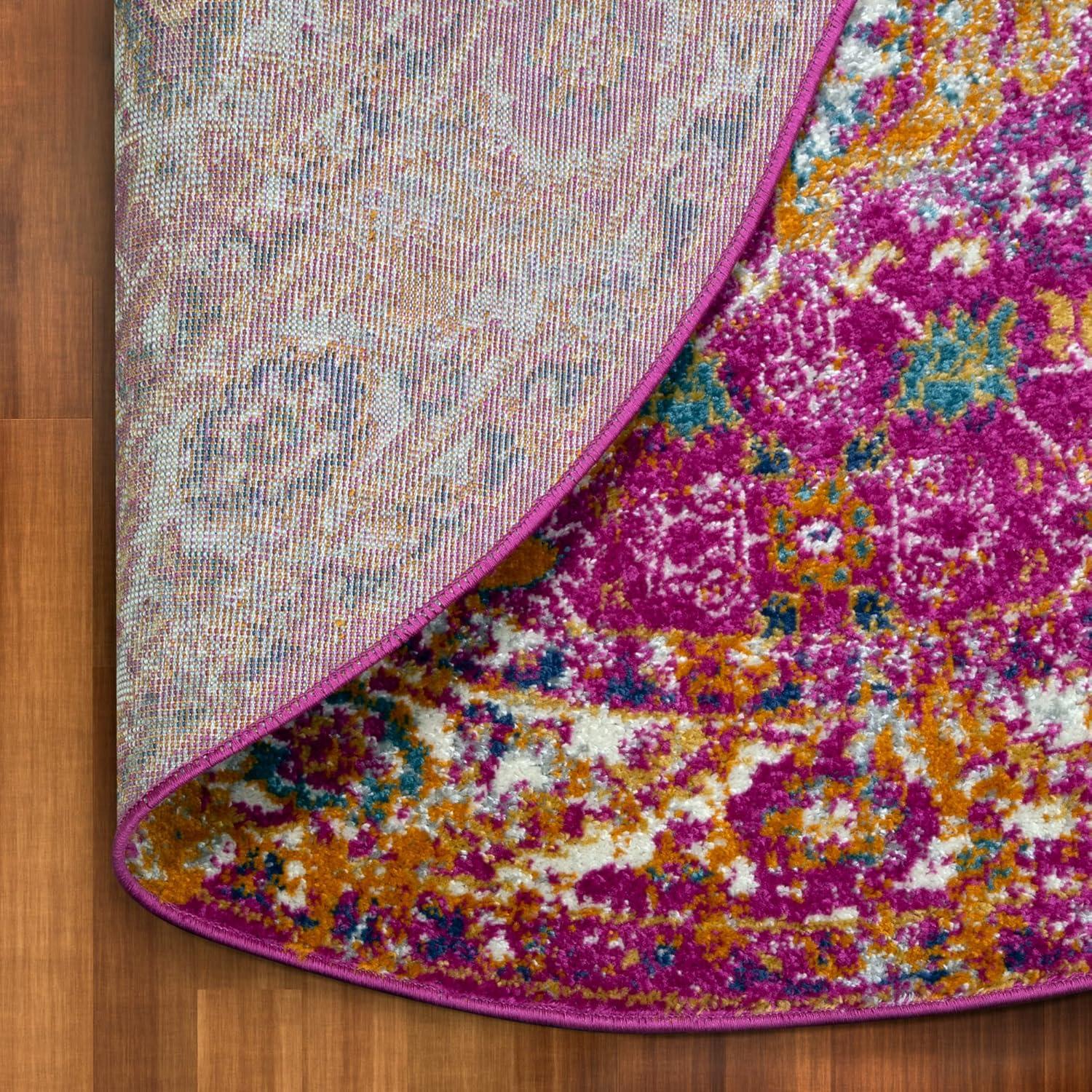 imageLeick Home 594176 Laraline Vintage Turkish Medallion Collage Faded Fuchsia Living Room Bedroom Area Rug 19 x 29Pink