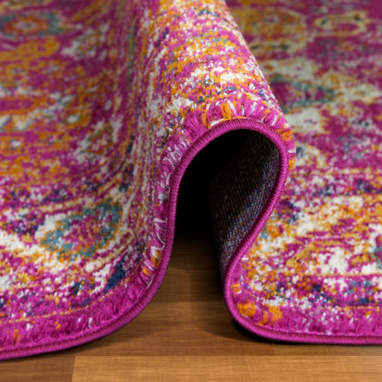 imageLeick Home 594176 Laraline Vintage Turkish Medallion Collage Faded Fuchsia Living Room Bedroom Area Rug 19 x 29Pink