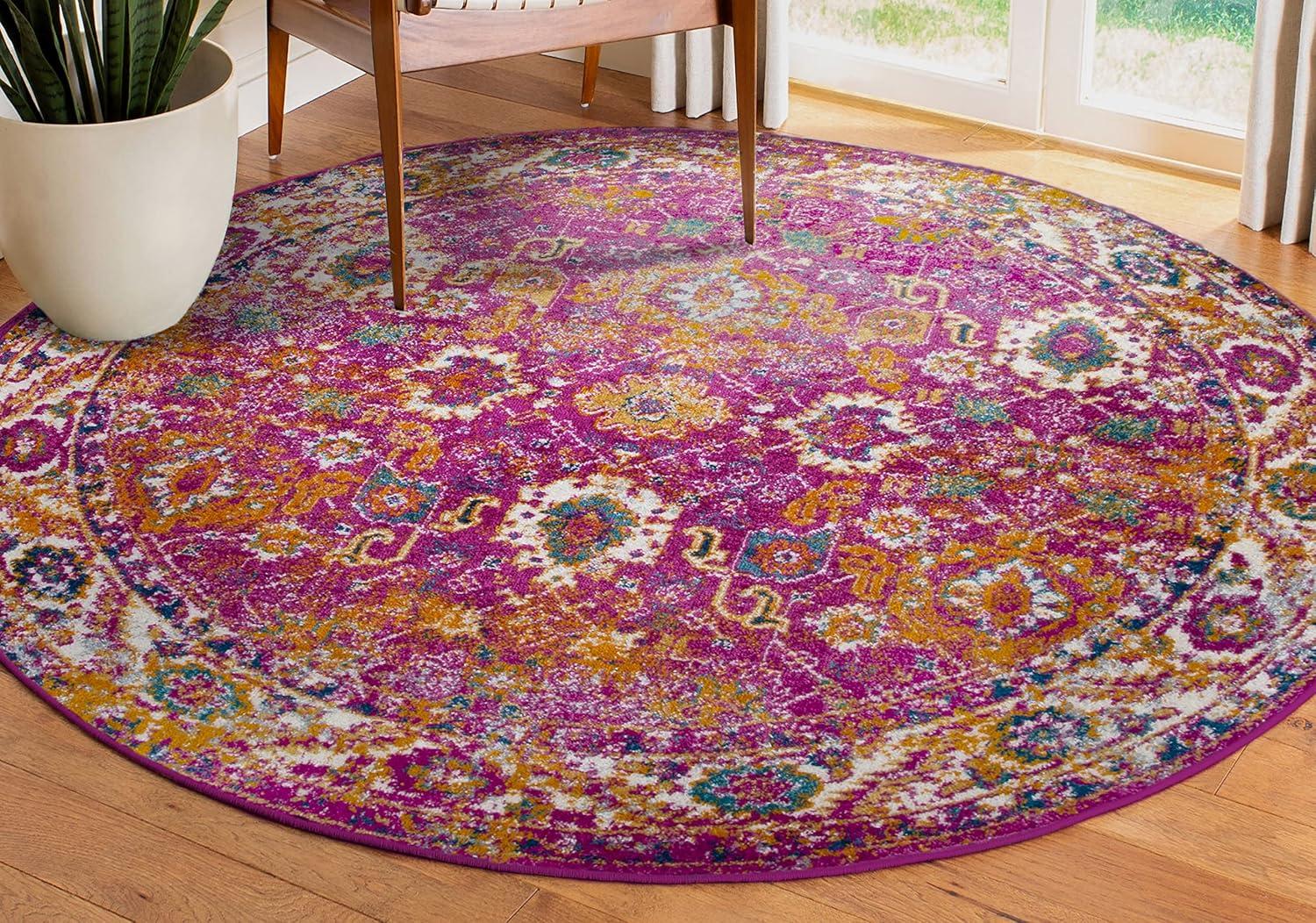 imageLeick Home 594176 Laraline Vintage Turkish Medallion Collage Faded Fuchsia Living Room Bedroom Area Rug 19 x 29Pink