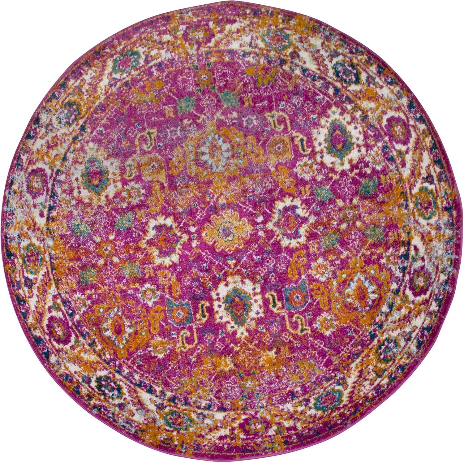 imageLeick Home 594176 Laraline Vintage Turkish Medallion Collage Faded Fuchsia Living Room Bedroom Area Rug 19 x 29Pink