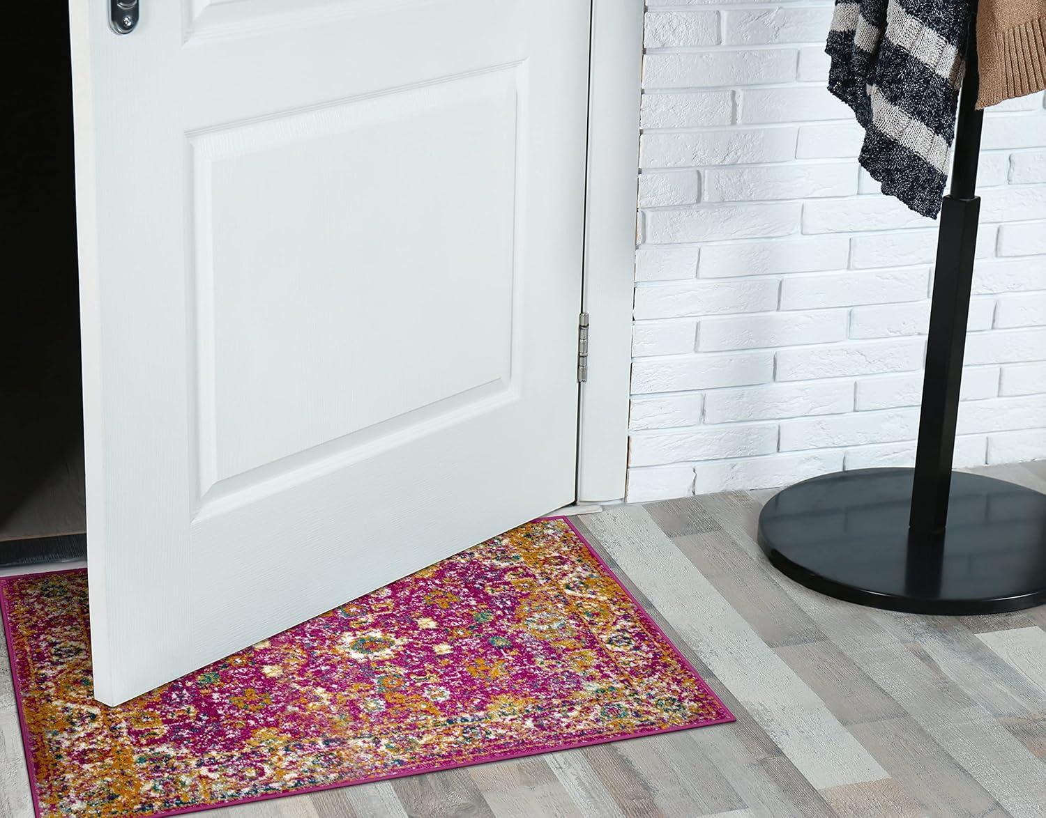 imageLeick Home 594176 Laraline Vintage Turkish Medallion Collage Faded Fuchsia Living Room Bedroom Area Rug 19 x 29Pink
