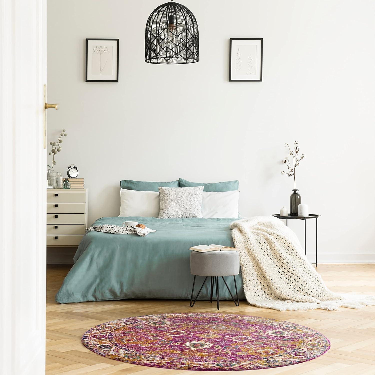 imageLeick Home 594176 Laraline Vintage Turkish Medallion Collage Faded Fuchsia Living Room Bedroom Area Rug 19 x 29Pink