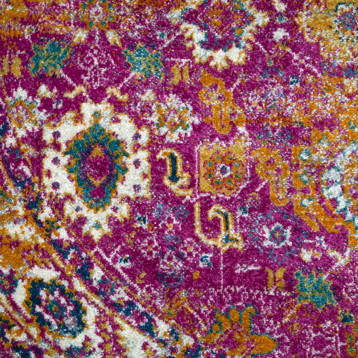 imageLeick Home 594176 Laraline Vintage Turkish Medallion Collage Faded Fuchsia Living Room Bedroom Area Rug 19 x 29Pink