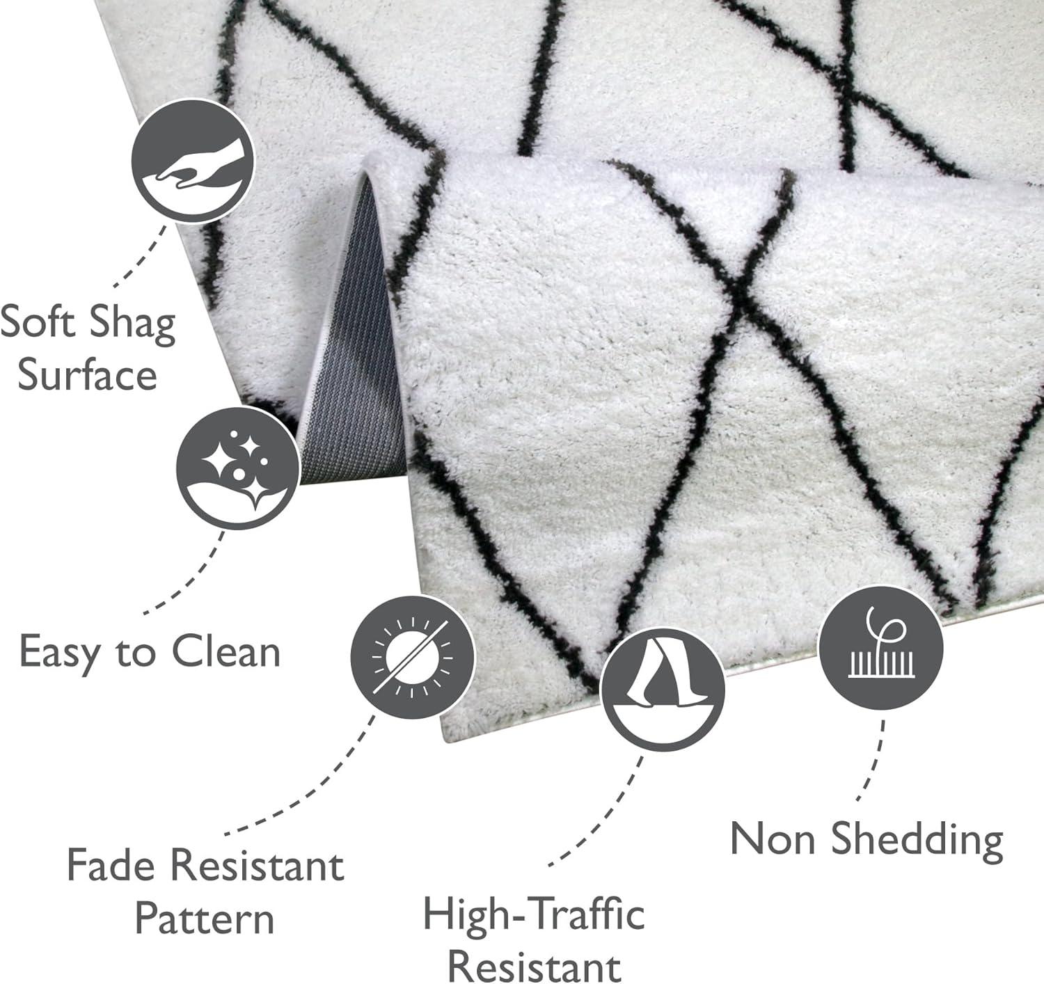 imageLeick Home 594762 Dagen Soft Shag Modern Rug Solid Gray Living Room Bedroom Area Rug Rectangle 39 x 59WhiteGray