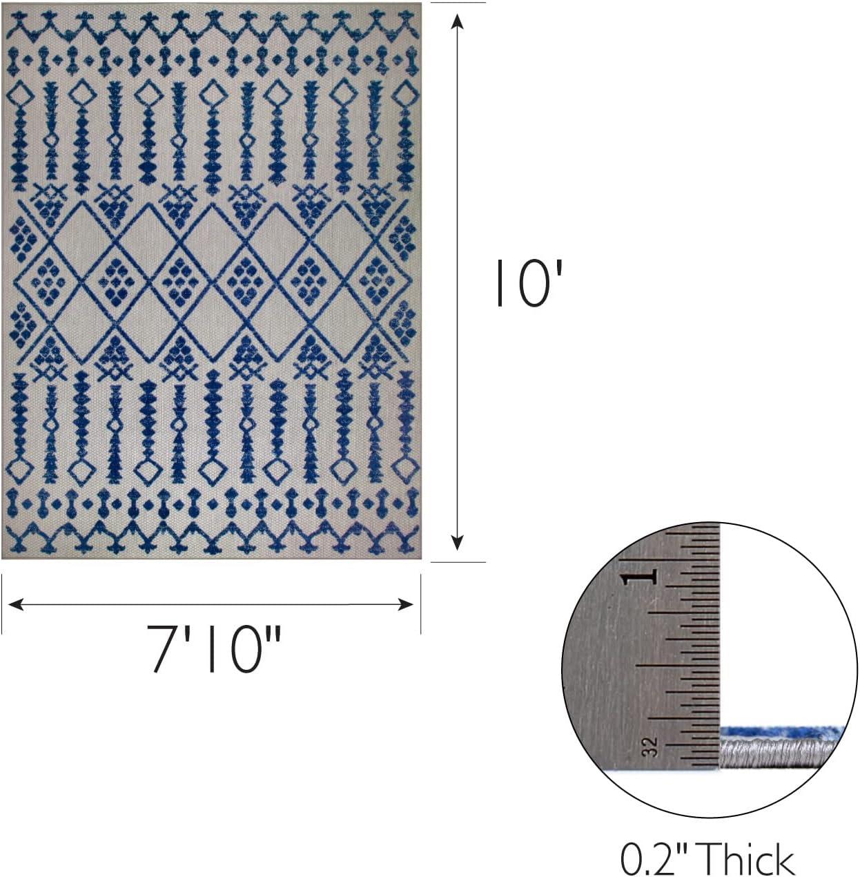 imageLeick Home 594994 Cusp Gray with Blue Moroccan Pattern Indoor Outdoor Area Rug Rectangle 710x10