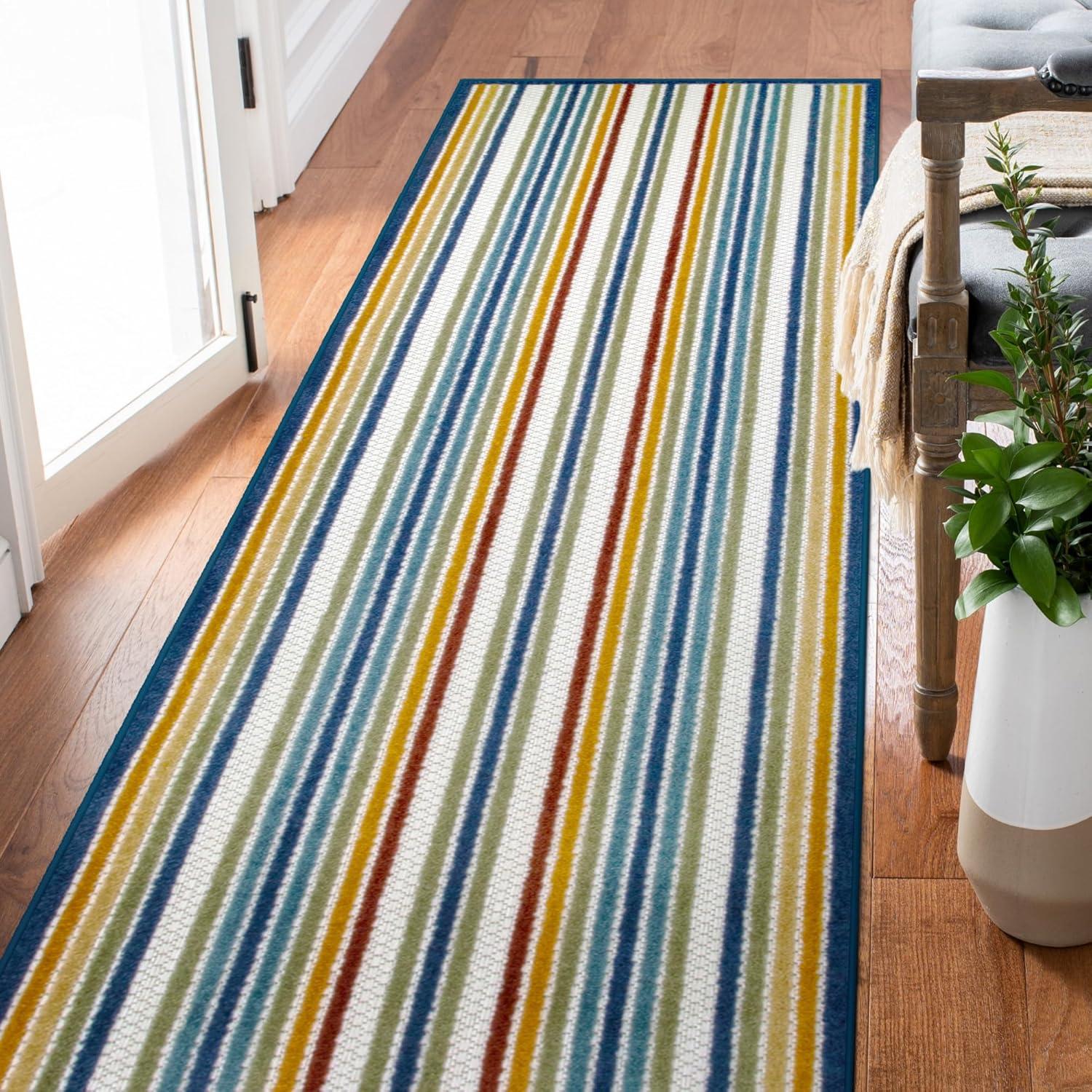 imageLeick Home 595009 Blithe Runner Colorful Line Indoor Outdoor Area Rug Runner 2x8Runner