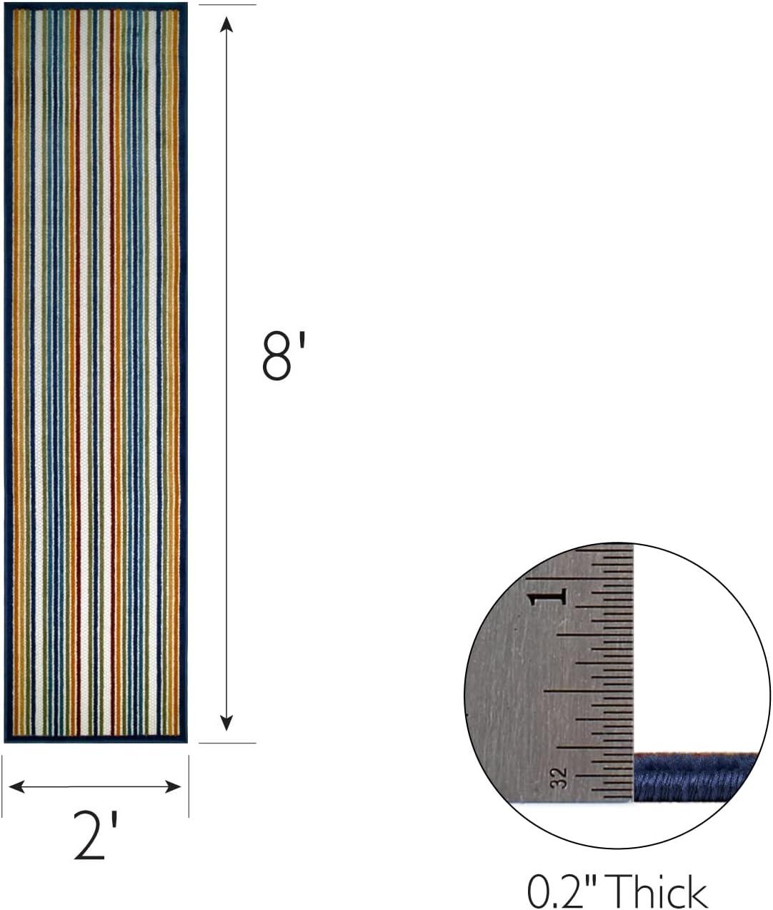 imageLeick Home 595009 Blithe Runner Colorful Line Indoor Outdoor Area Rug Runner 2x8Runner
