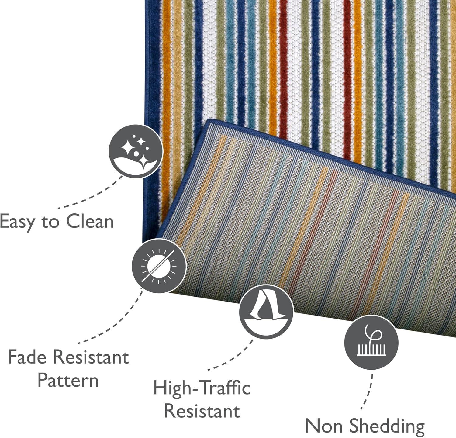 imageLeick Home 595009 Blithe Runner Colorful Line Indoor Outdoor Area Rug Runner 2x8Runner