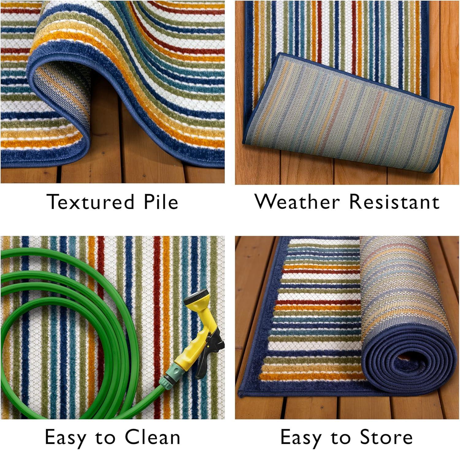 imageLeick Home 595009 Blithe Runner Colorful Line Indoor Outdoor Area Rug Runner 2x8Runner