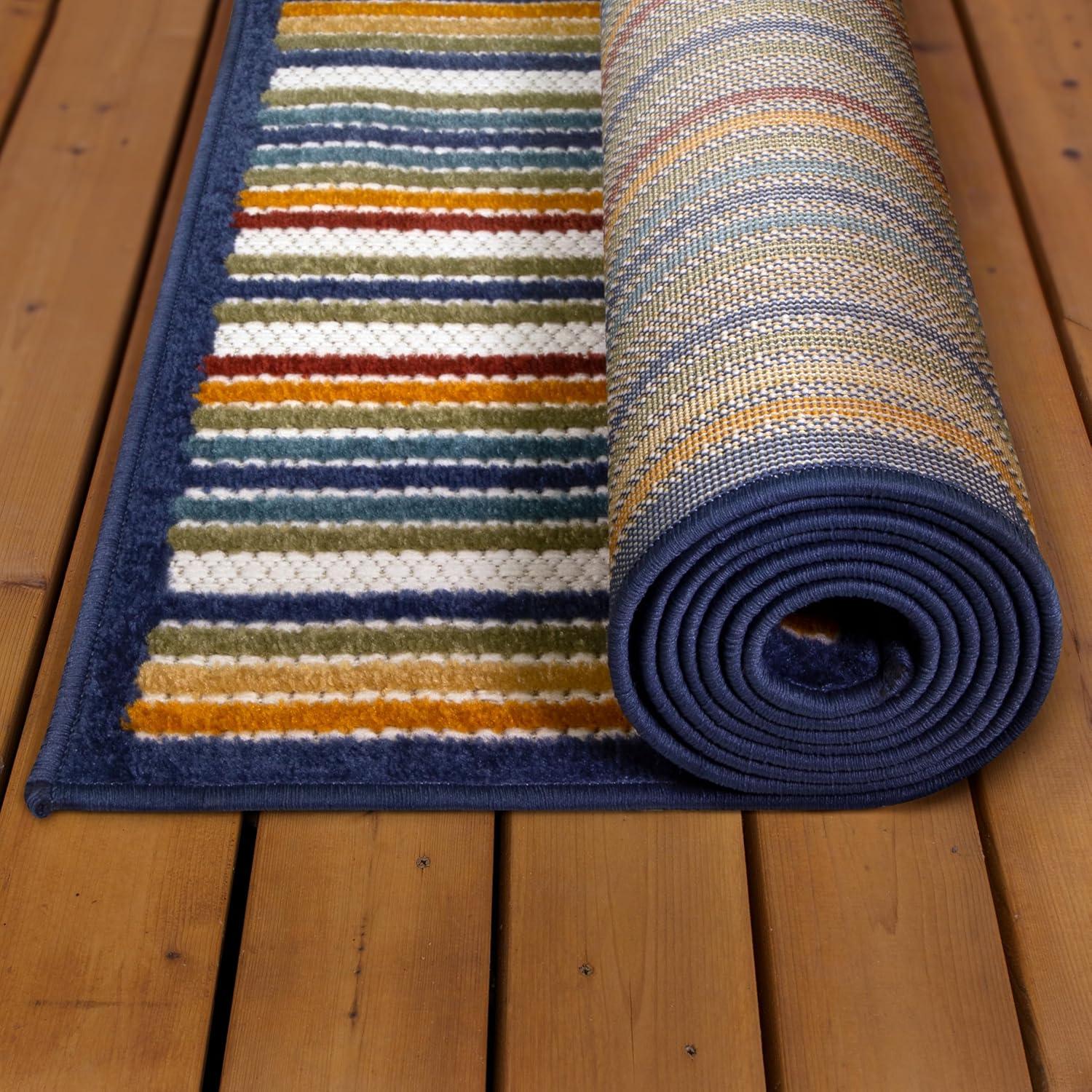 imageLeick Home 595009 Blithe Runner Colorful Line Indoor Outdoor Area Rug Runner 2x8Runner
