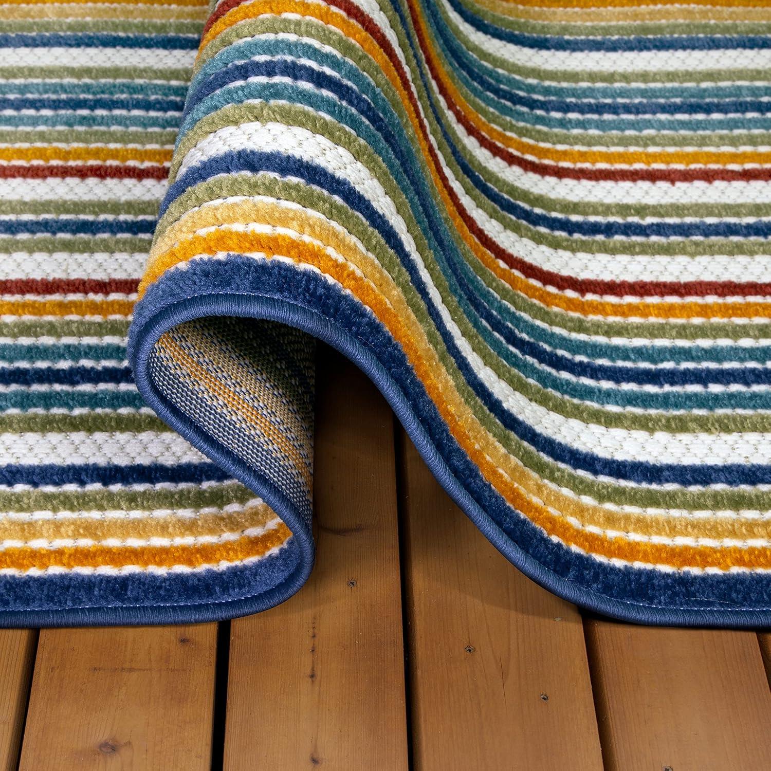 imageLeick Home 595009 Blithe Runner Colorful Line Indoor Outdoor Area Rug Runner 2x8Runner