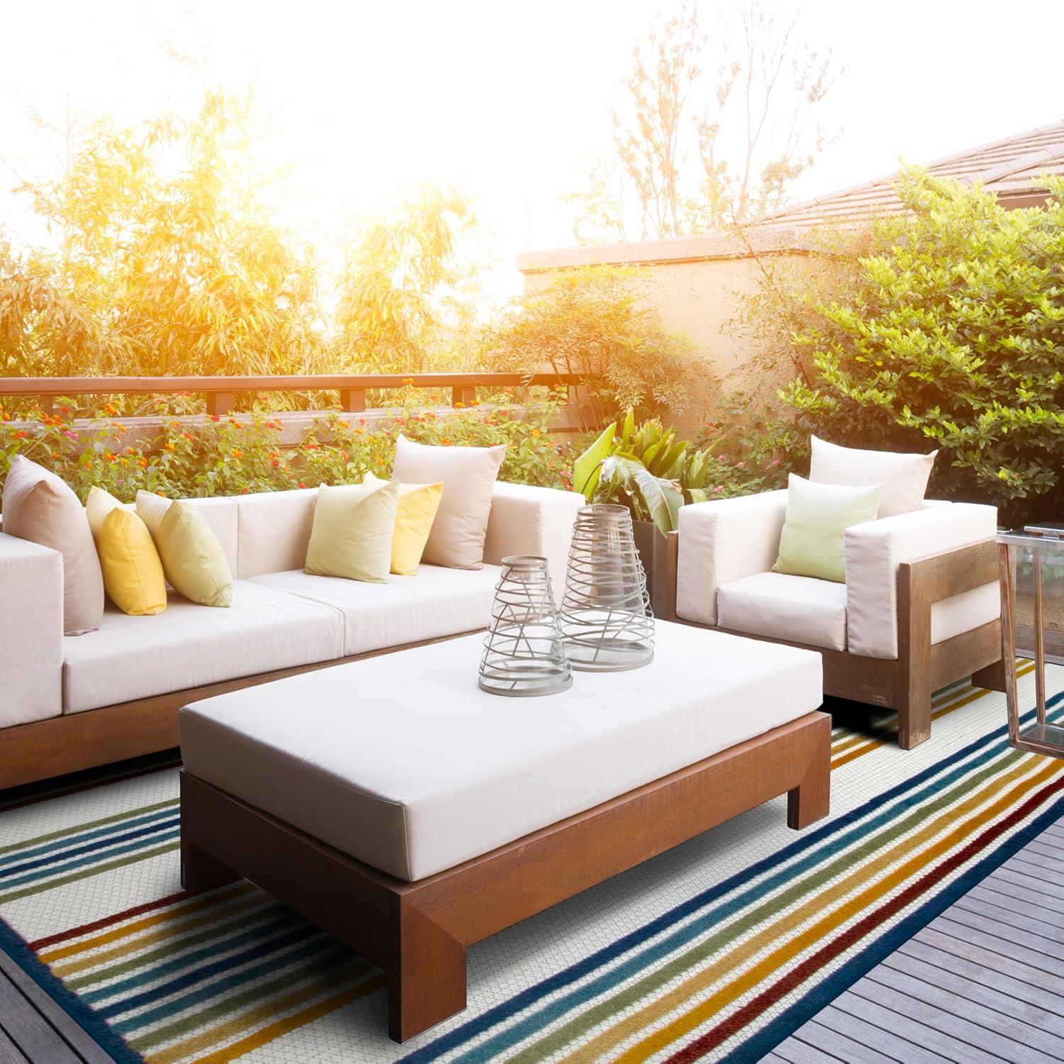 imageLeick Home 595033 Blithe Colorful Line Indoor Outdoor Area Rug Rectangle 53x7