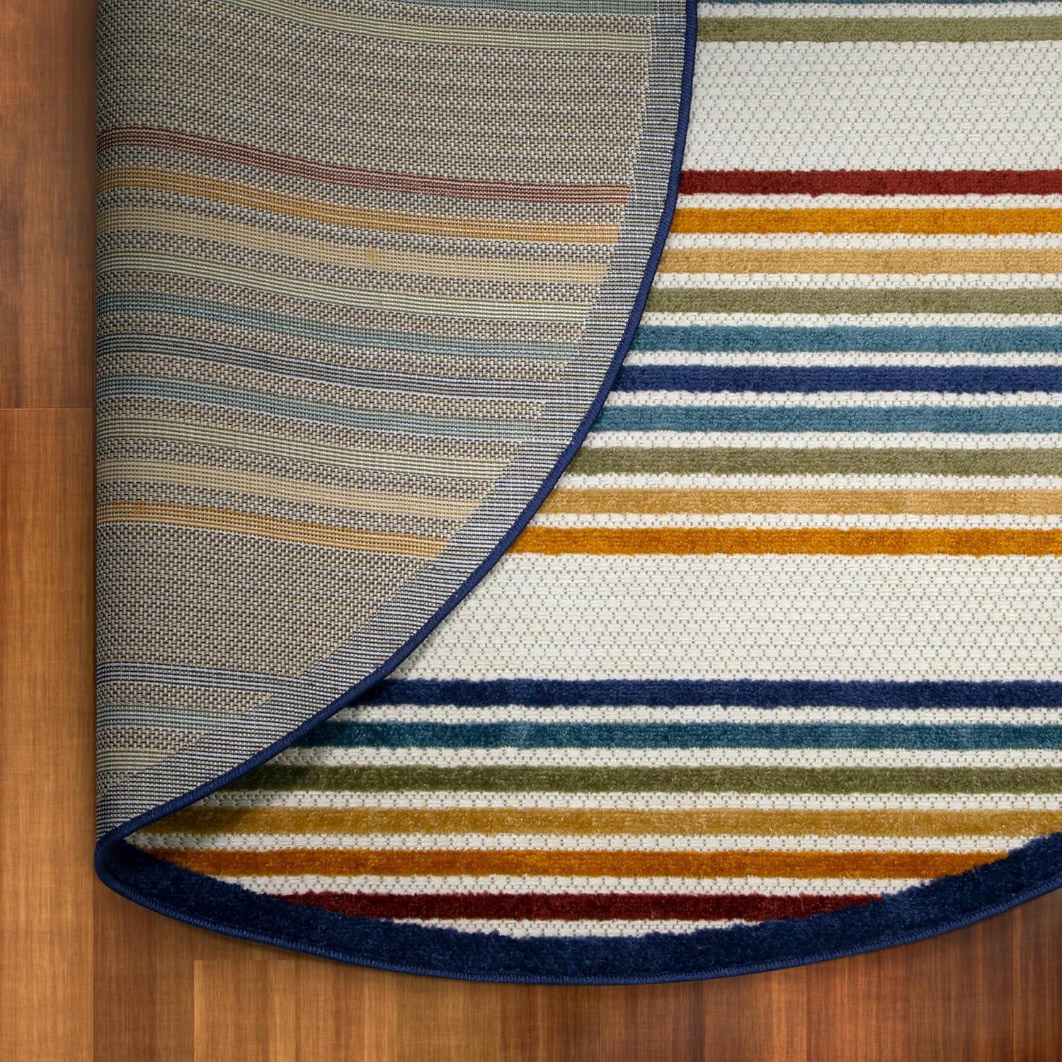 imageLeick Home 595041 Blithe Colorful Line Indoor Outdoor Area Rug Round 53