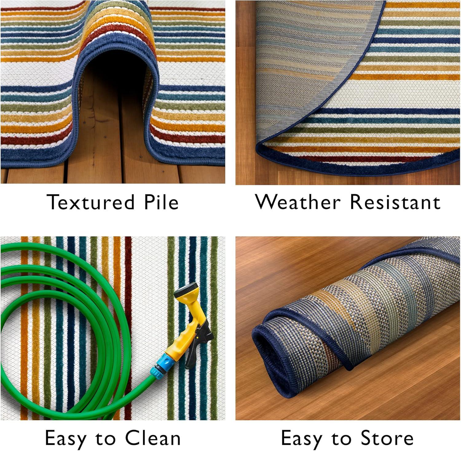 imageLeick Home 595041 Blithe Colorful Line Indoor Outdoor Area Rug Round 53