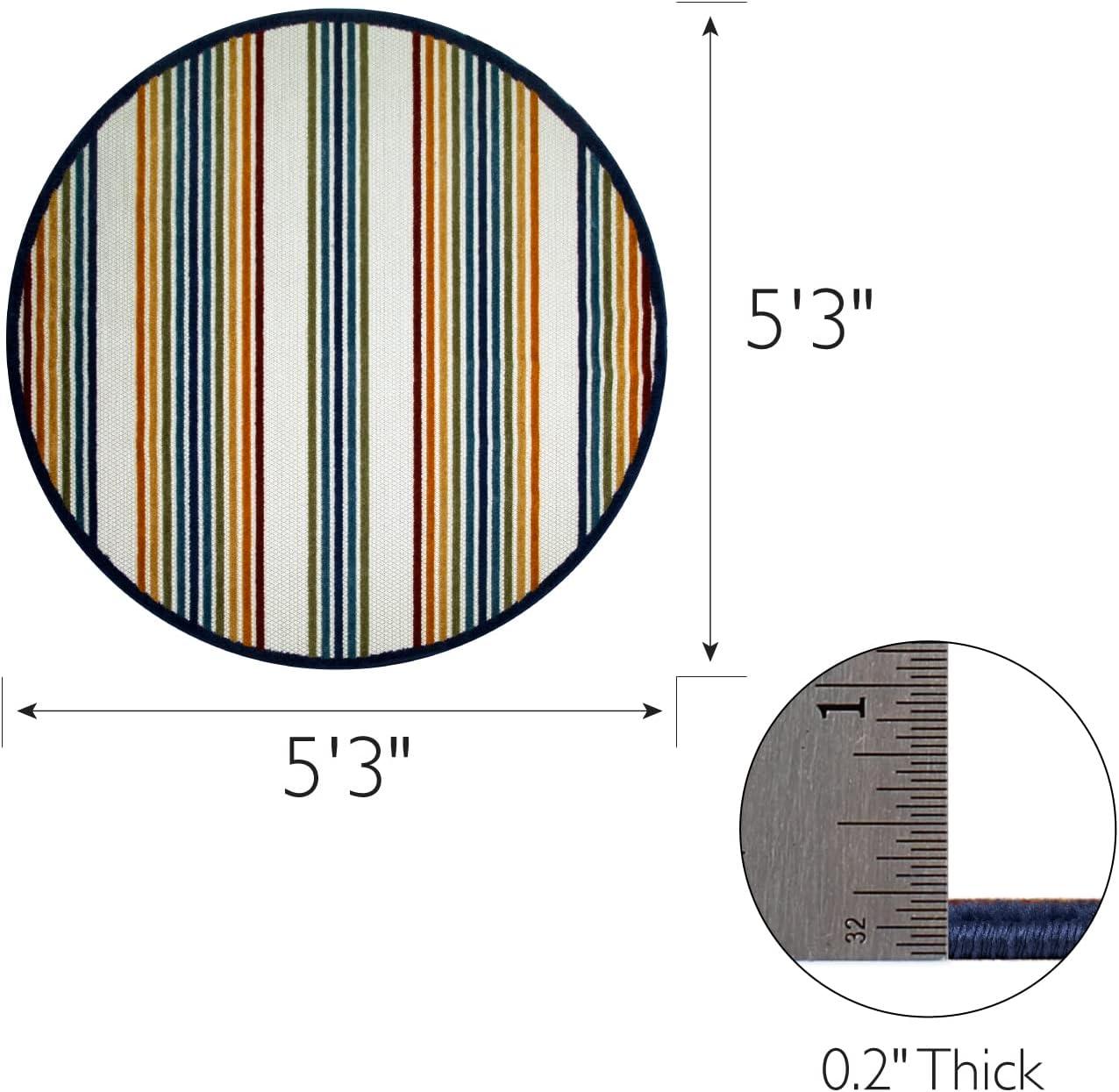 imageLeick Home 595041 Blithe Colorful Line Indoor Outdoor Area Rug Round 53