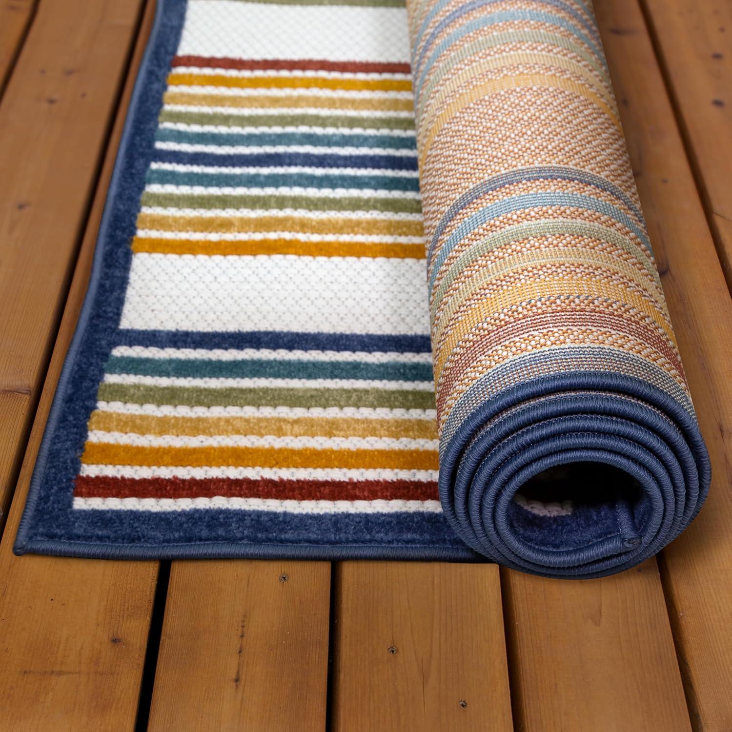 imageLeick Home 595132 Blithe Colorful Line Indoor Outdoor Area Rug Rectangle 67x96