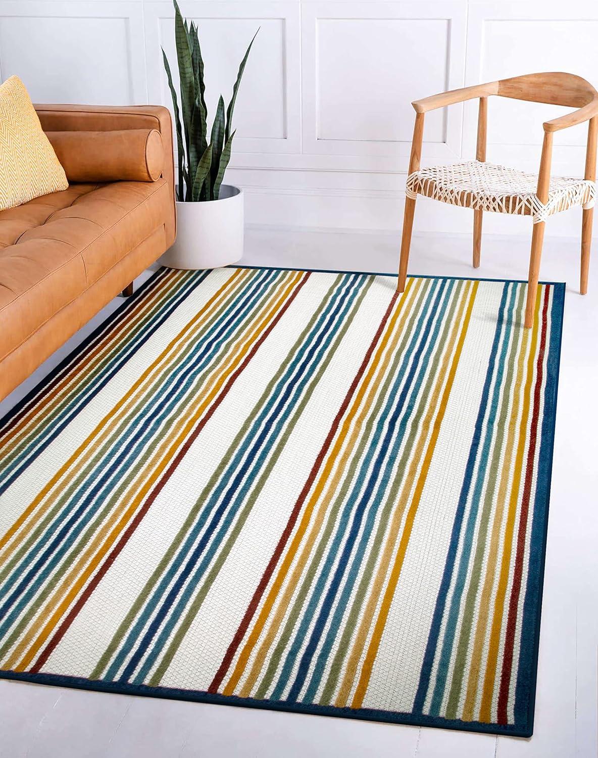 imageLeick Home 595132 Blithe Colorful Line Indoor Outdoor Area Rug Rectangle 67x96