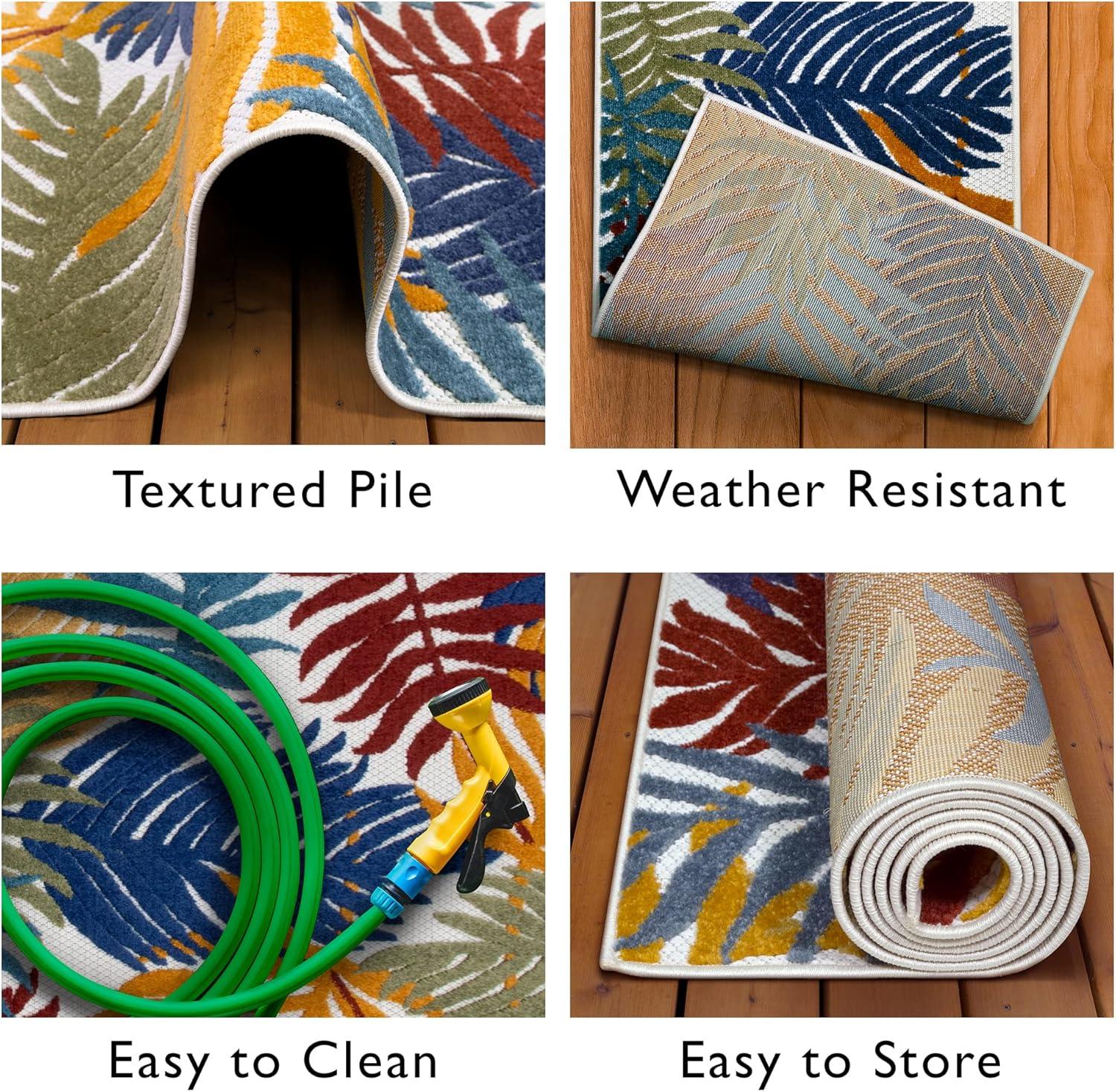 imageLeick Home 595165 Talipot Runner Palm Indoor Outdoor Area Rug Runner 2x8