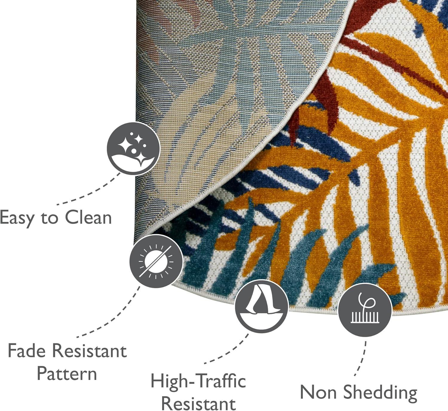 imageLeick Home 595207 Talipot Palm Indoor Outdoor Area Rug Round 53