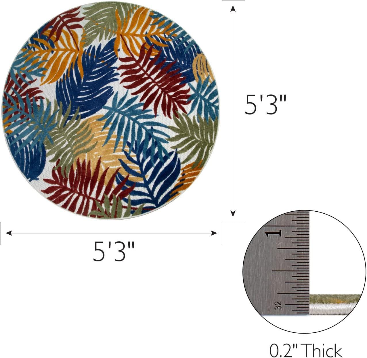 imageLeick Home 595207 Talipot Palm Indoor Outdoor Area Rug Round 53