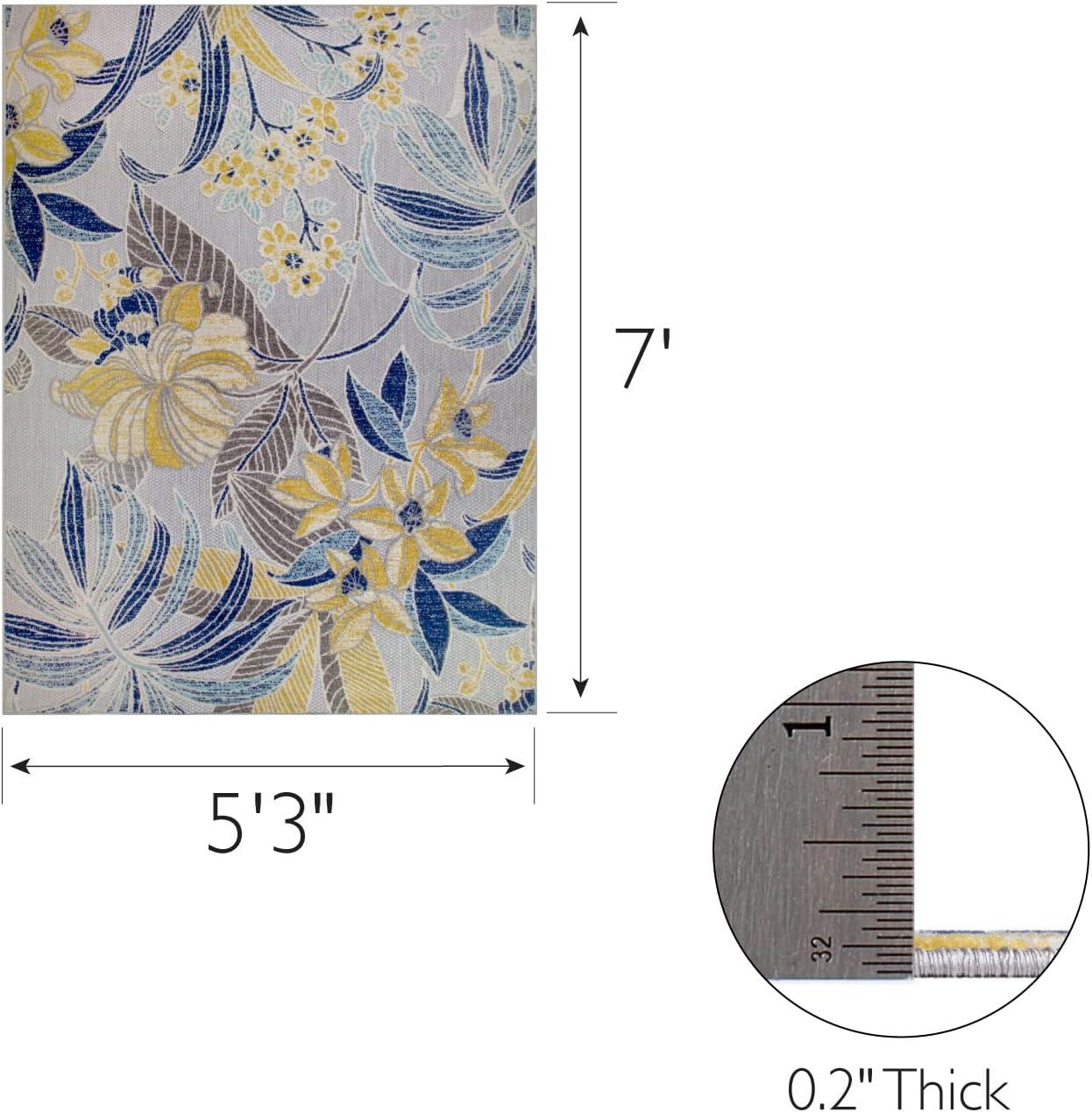 imageLeick Home 595264 Song Floral Indoor Outdoor Area Rug Rectangle 53x7