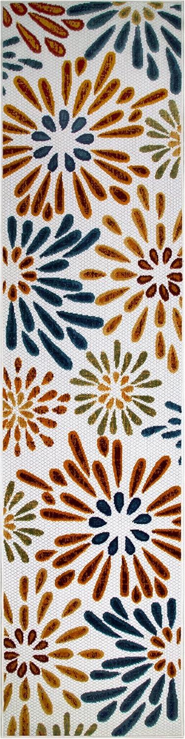 imageLeick Home 595371 Beam Runner Flower Indoor Outdoor Area Rug Runner 2x8