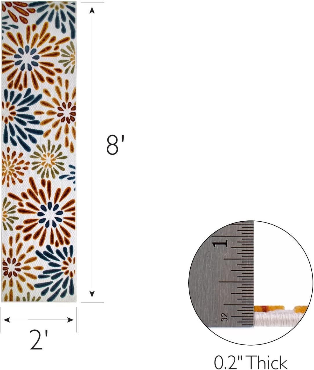 imageLeick Home 595371 Beam Runner Flower Indoor Outdoor Area Rug Runner 2x8
