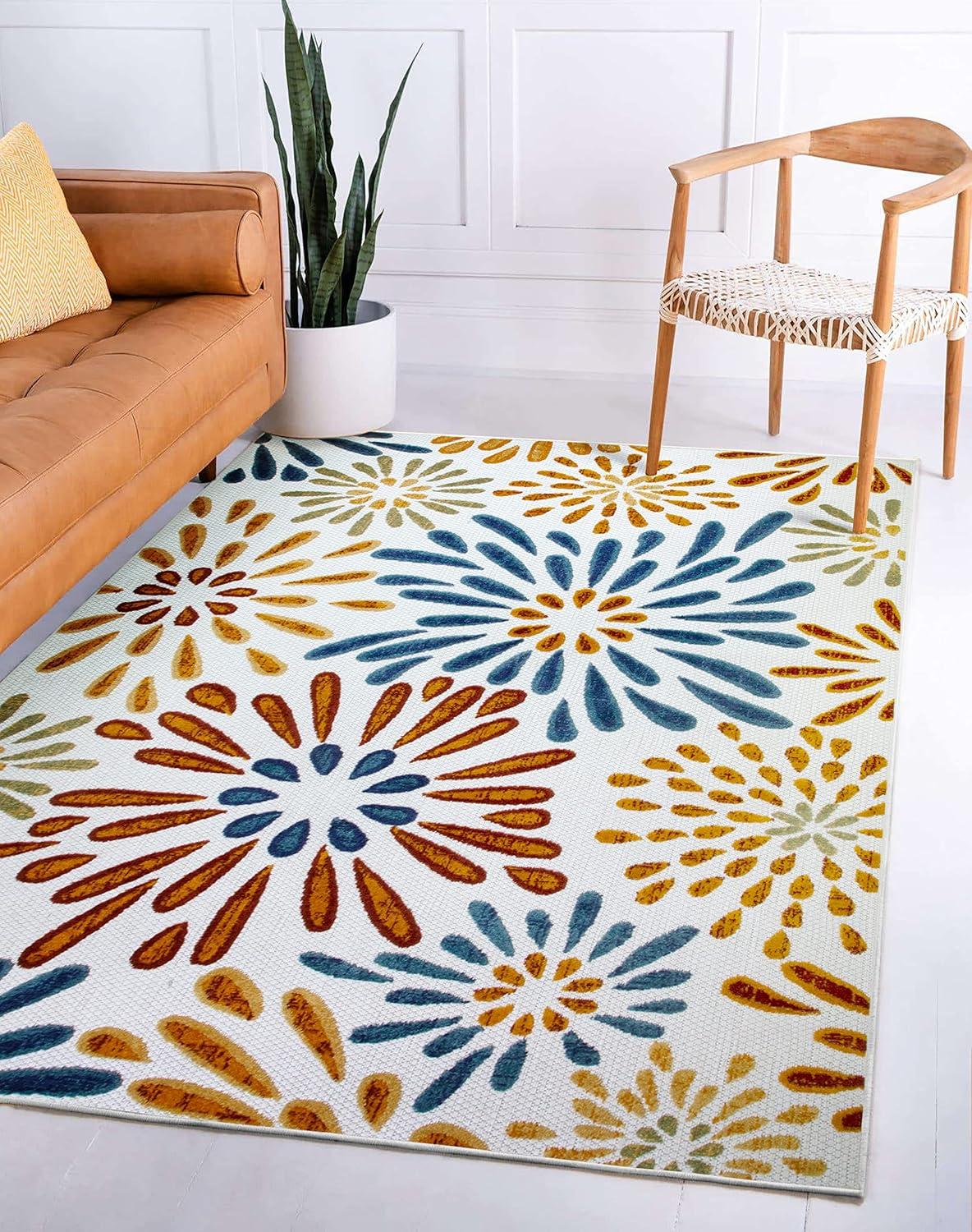 imageLeick Home 595397 Beam Flower Indoor Outdoor Area Rug Rectangle 4x6