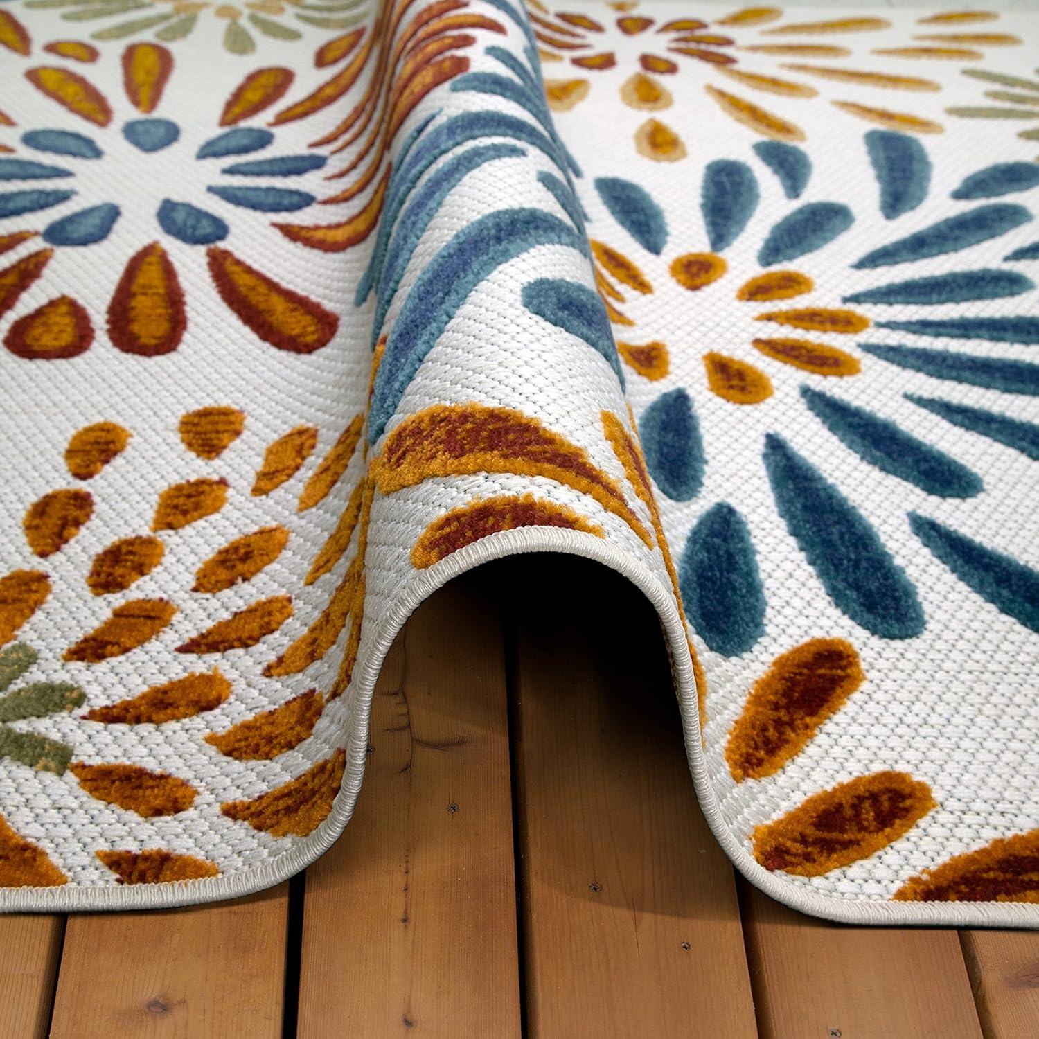 imageLeick Home 595397 Beam Flower Indoor Outdoor Area Rug Rectangle 4x6