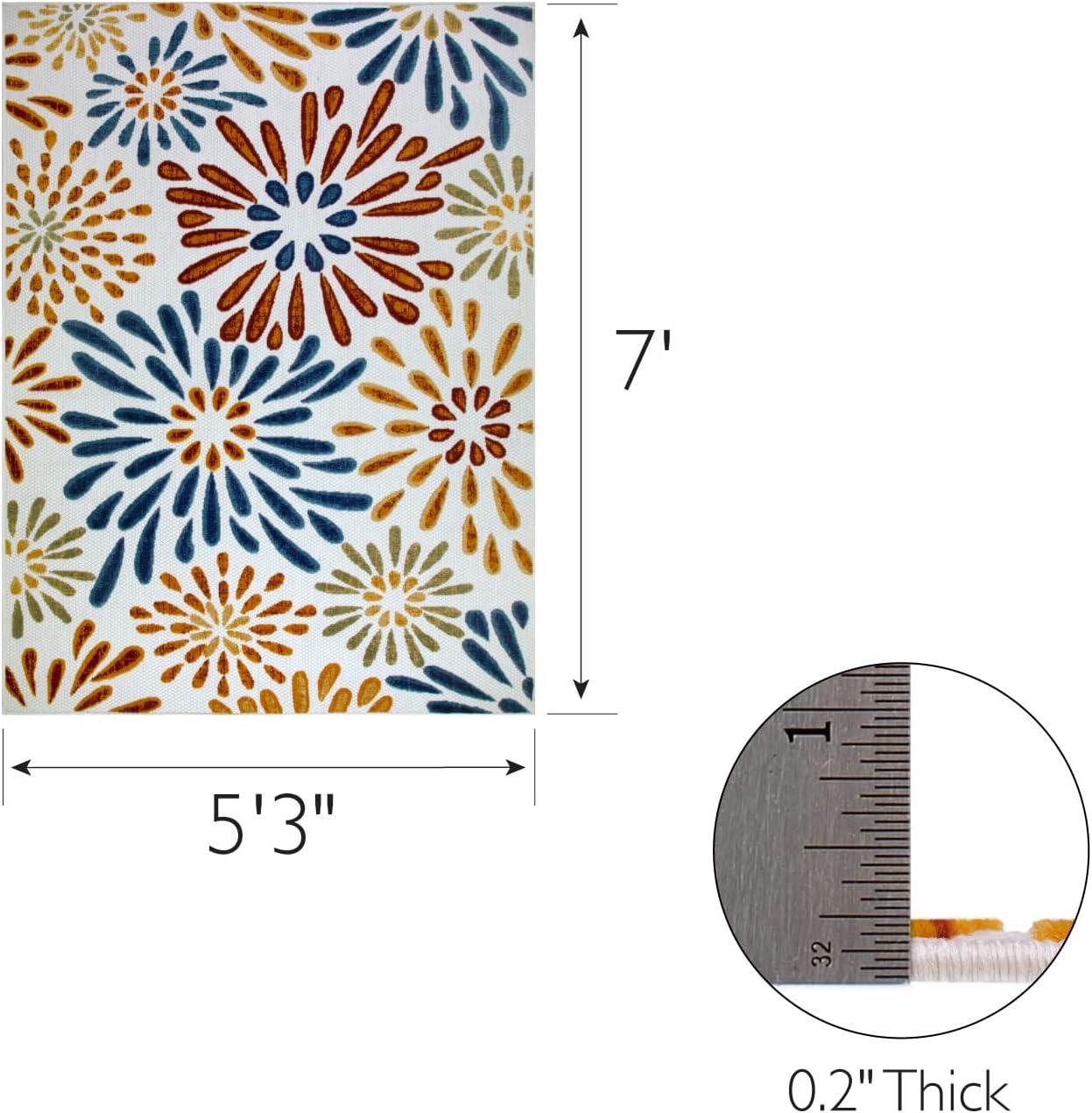 imageLeick Home 595405 Beam Flower Indoor Outdoor Area Rug Rectangle 53x7