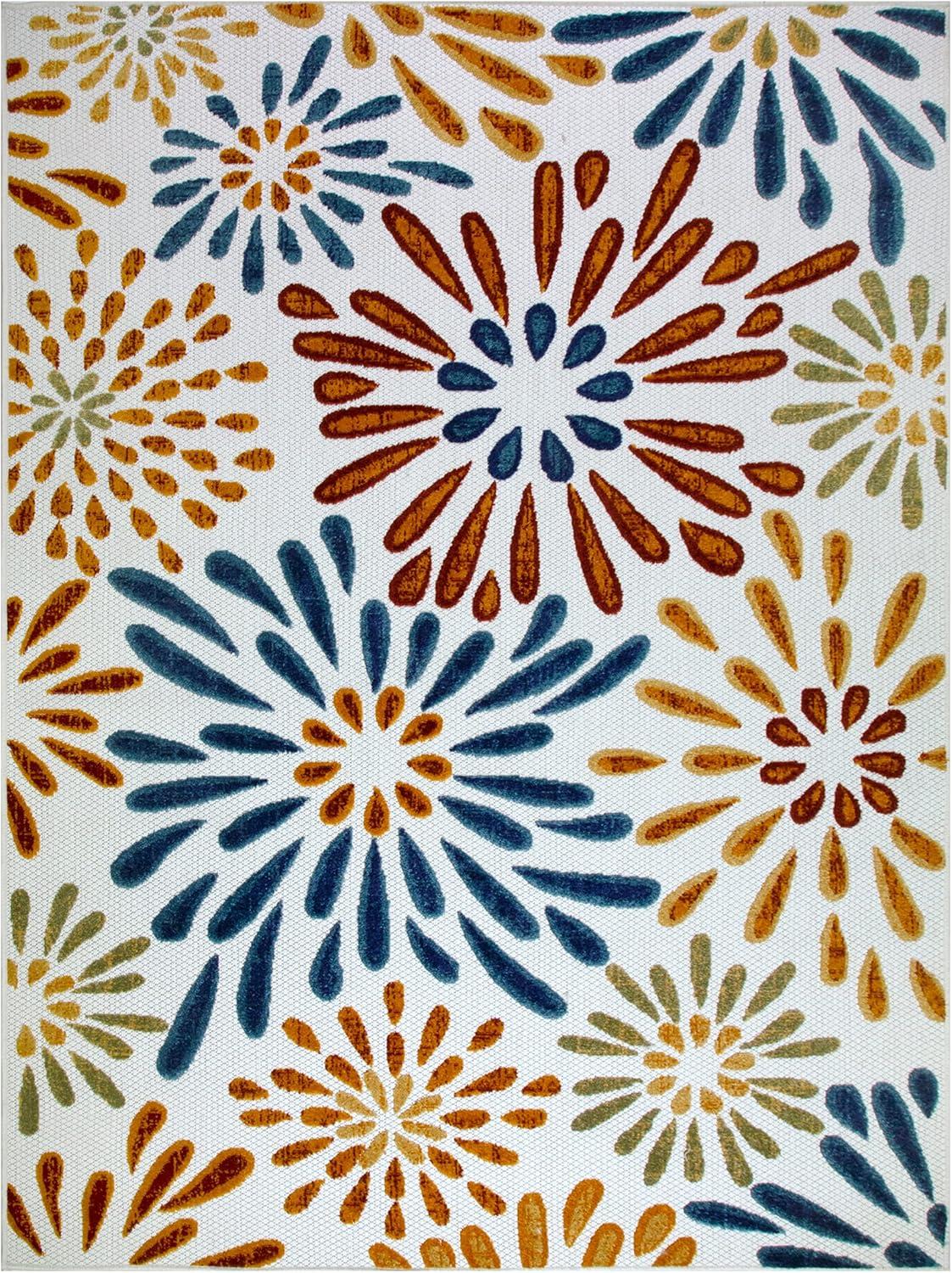imageLeick Home 595405 Beam Flower Indoor Outdoor Area Rug Rectangle 53x7