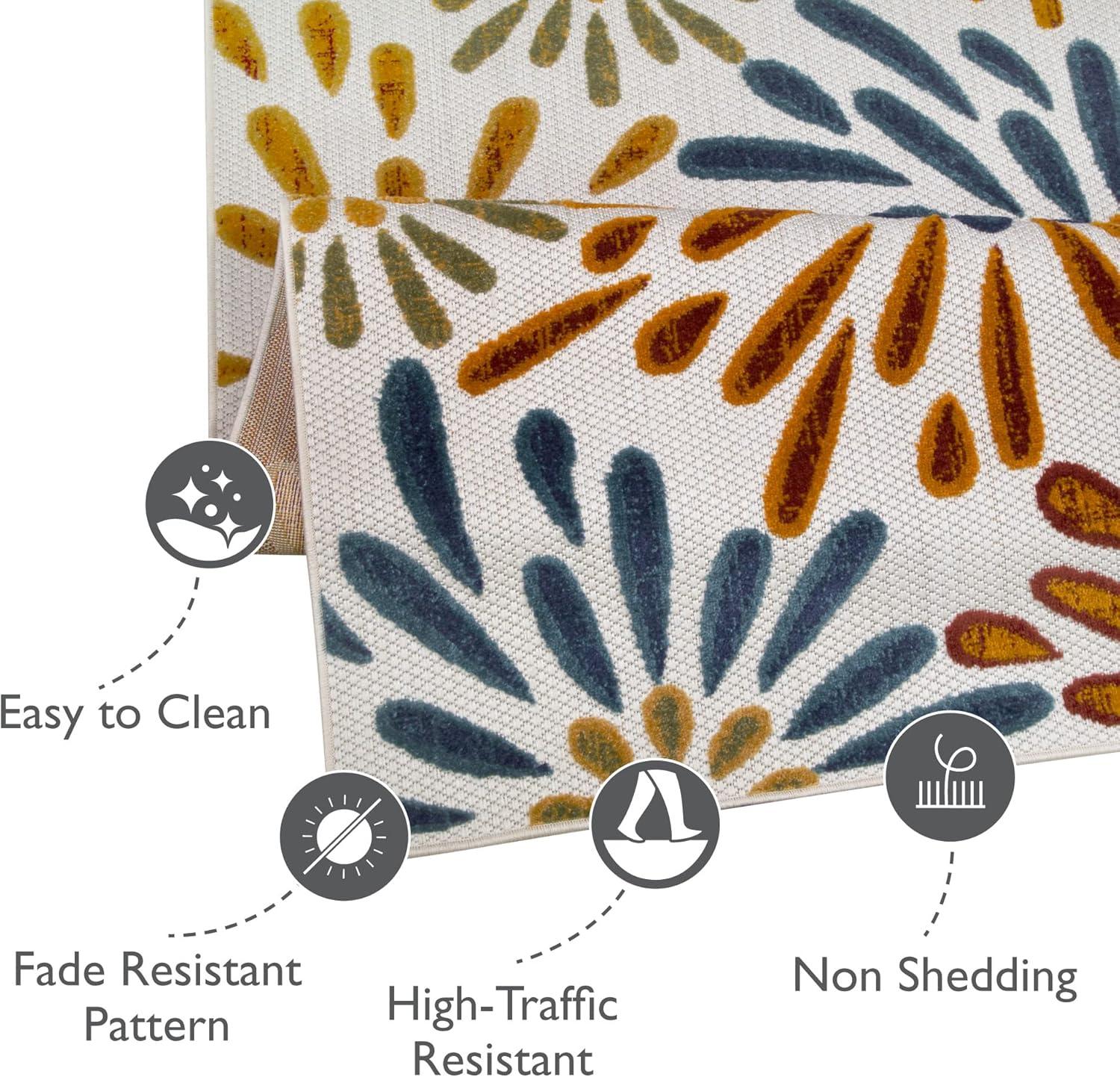 imageLeick Home 595405 Beam Flower Indoor Outdoor Area Rug Rectangle 53x7