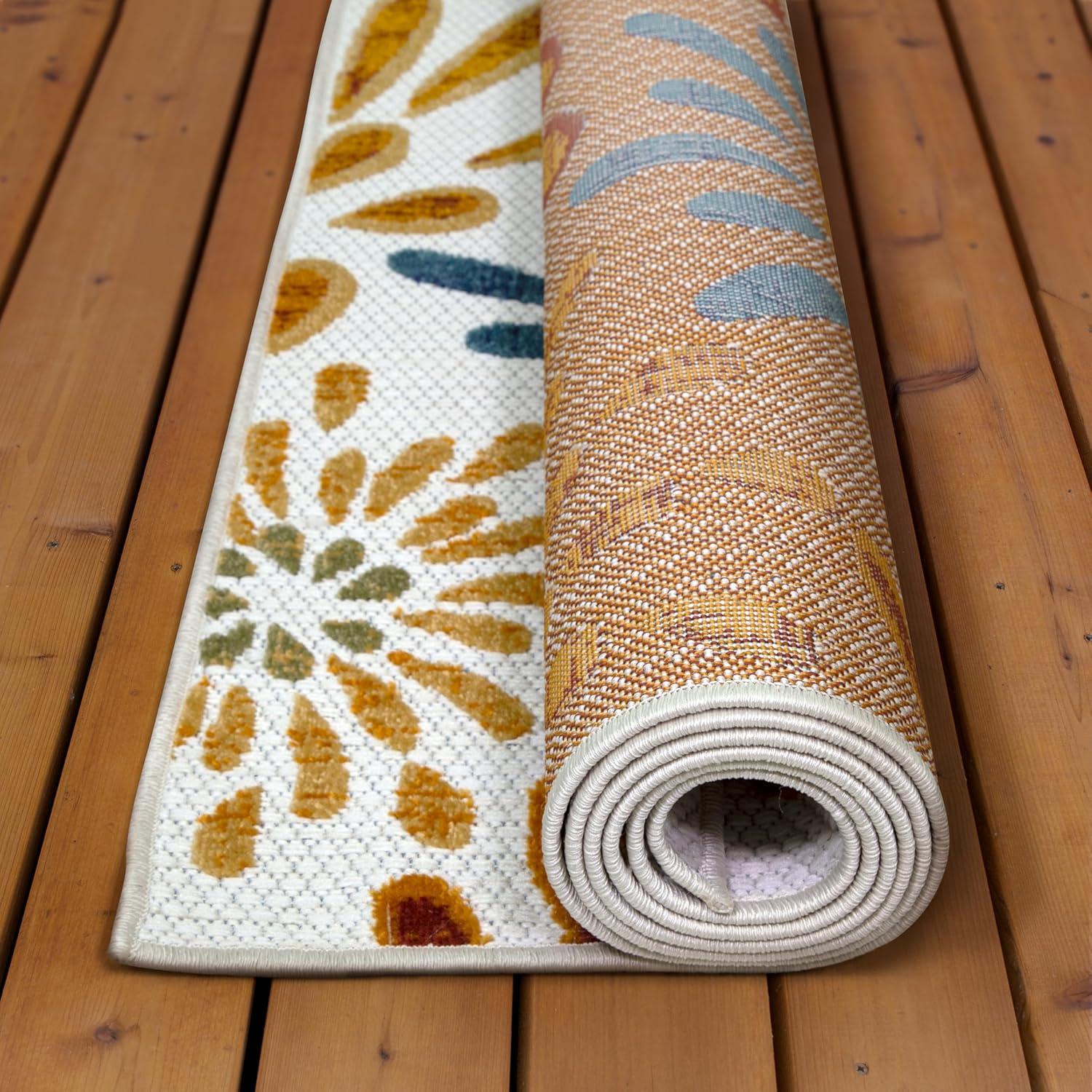 imageLeick Home 595421 Beam Flower Indoor Outdoor Area Rug Rectangle 67x96