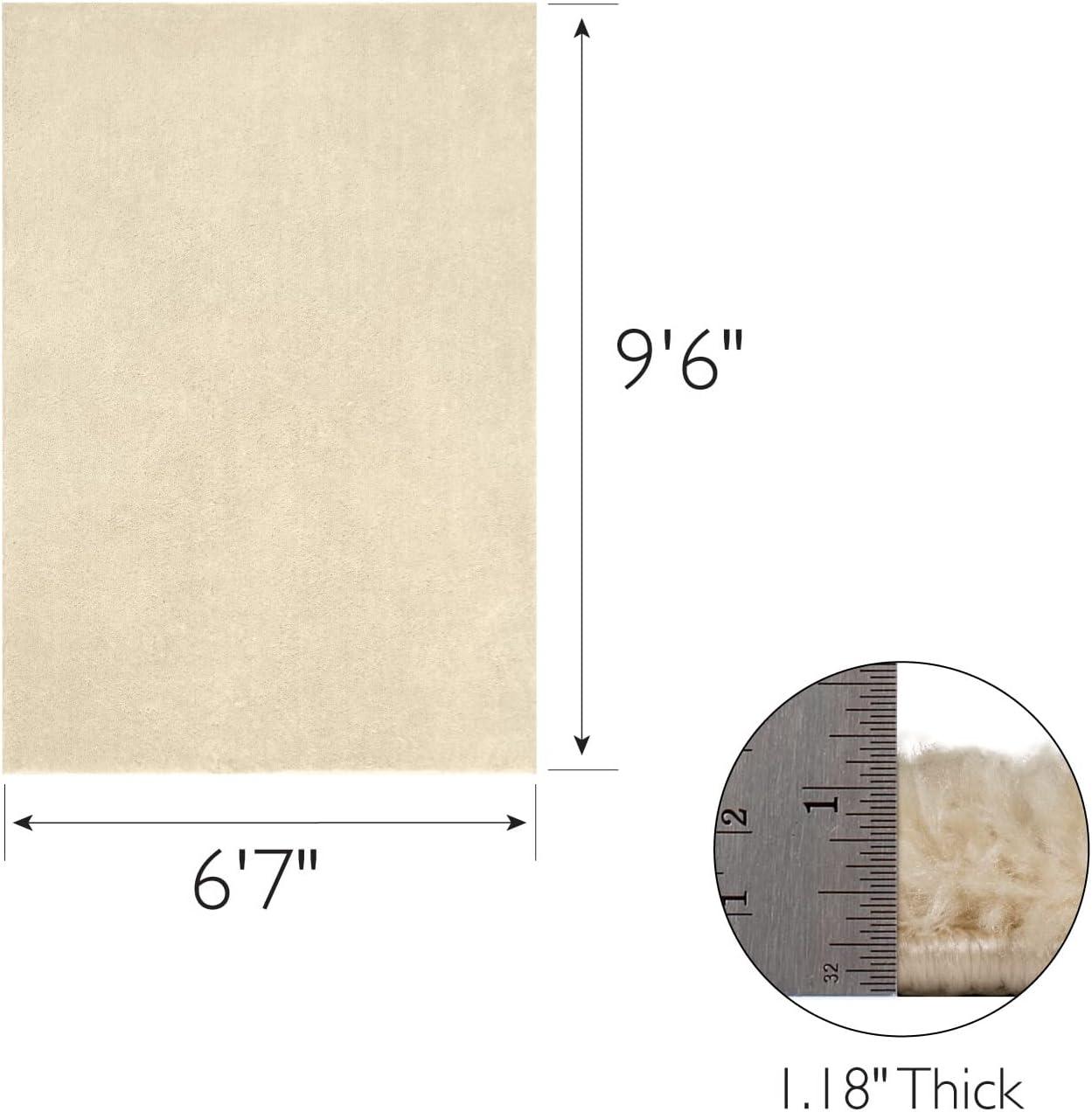 imageLeick Home 596015 Dagen Soft Shag Modern Rug Solid Beige Living Room Bedroom Area Rug Rectangle 67 x 96Beige