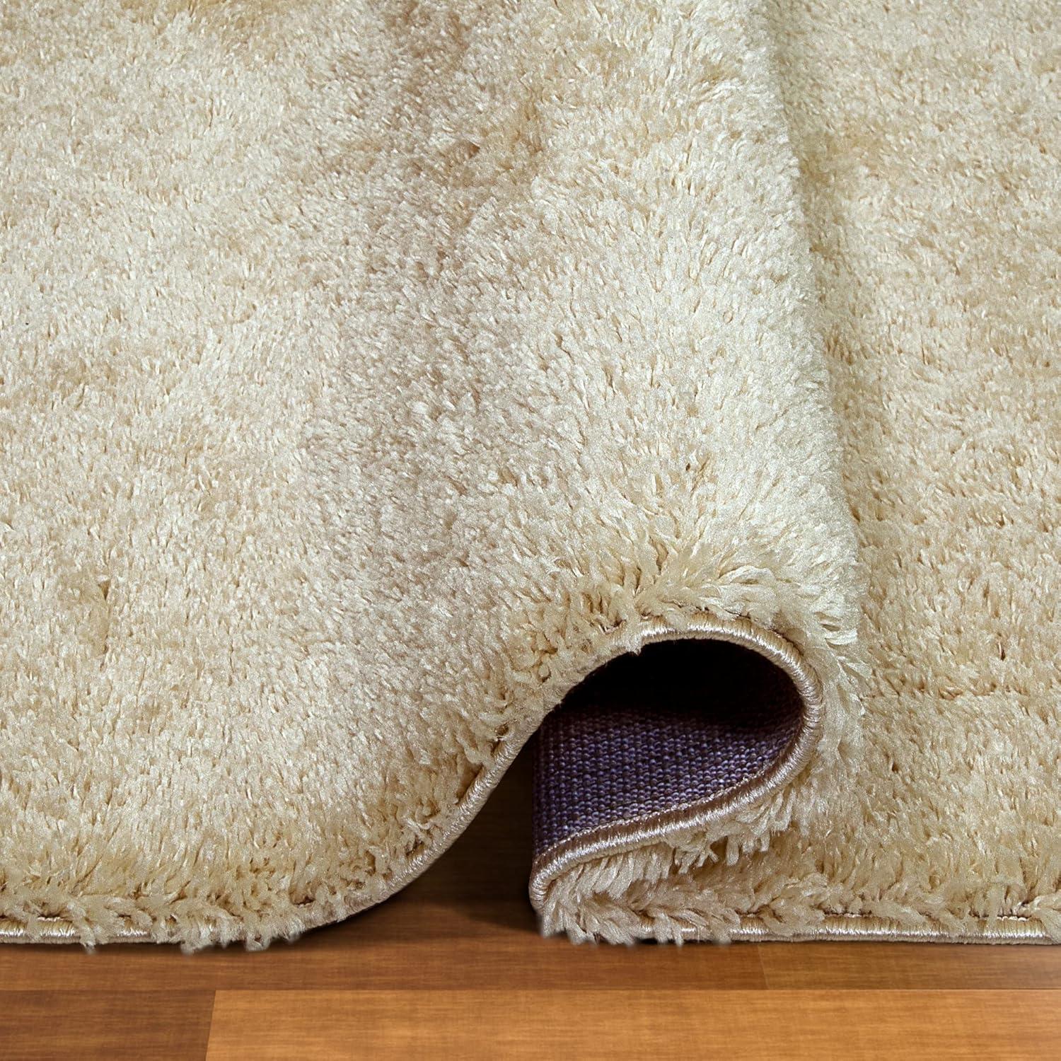 imageLeick Home 596015 Dagen Soft Shag Modern Rug Solid Beige Living Room Bedroom Area Rug Rectangle 67 x 96Cream