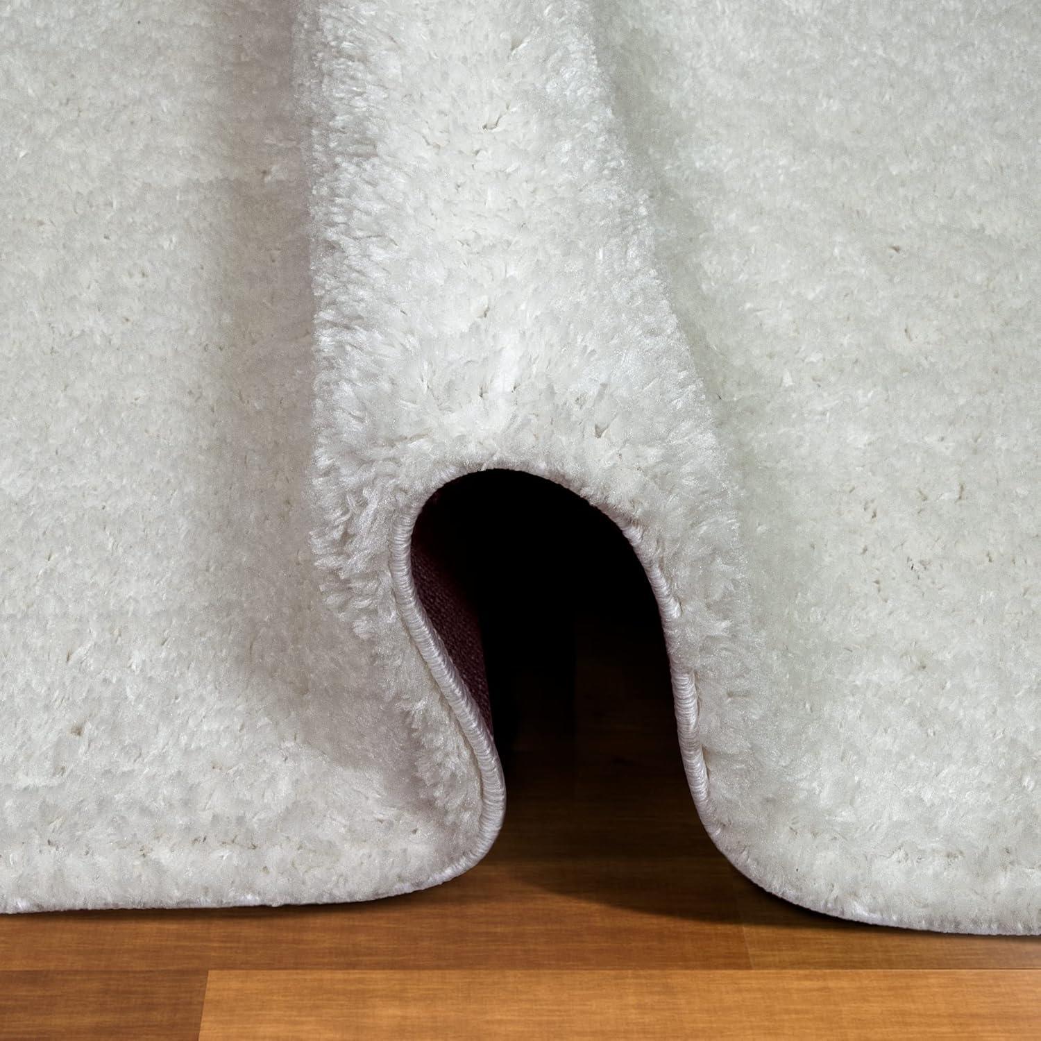 imageLeick Home 596015 Dagen Soft Shag Modern Rug Solid Beige Living Room Bedroom Area Rug Rectangle 67 x 96Cream