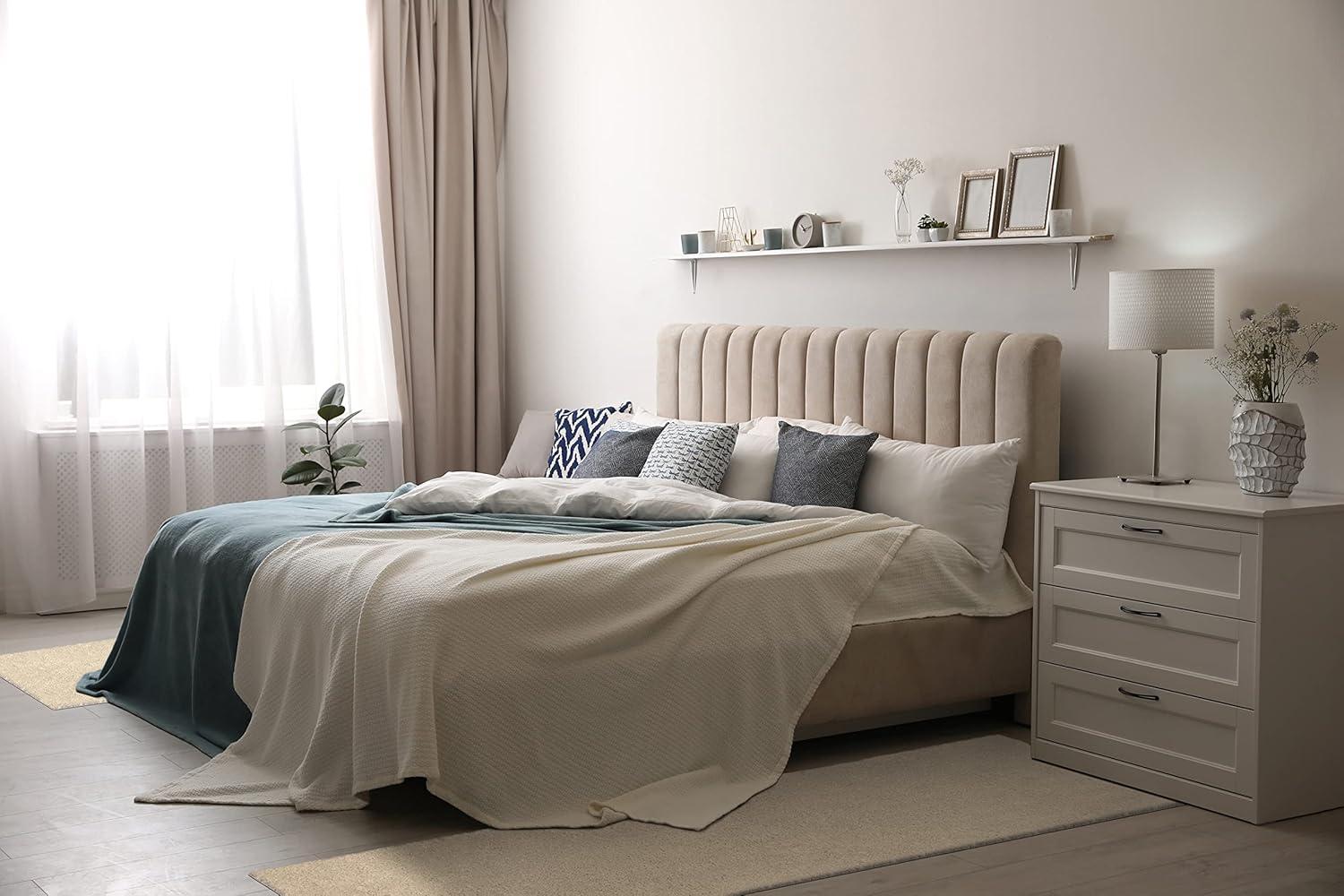 imageLeick Home 596015 Dagen Soft Shag Modern Rug Solid Beige Living Room Bedroom Area Rug Rectangle 67 x 96Cream