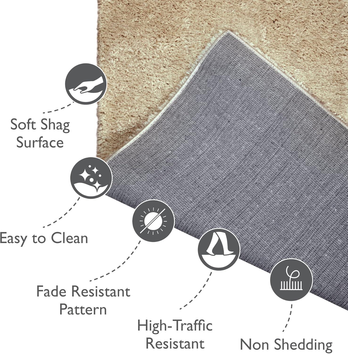 imageLeick Home 596015 Dagen Soft Shag Modern Rug Solid Beige Living Room Bedroom Area Rug Rectangle 67 x 96Cream